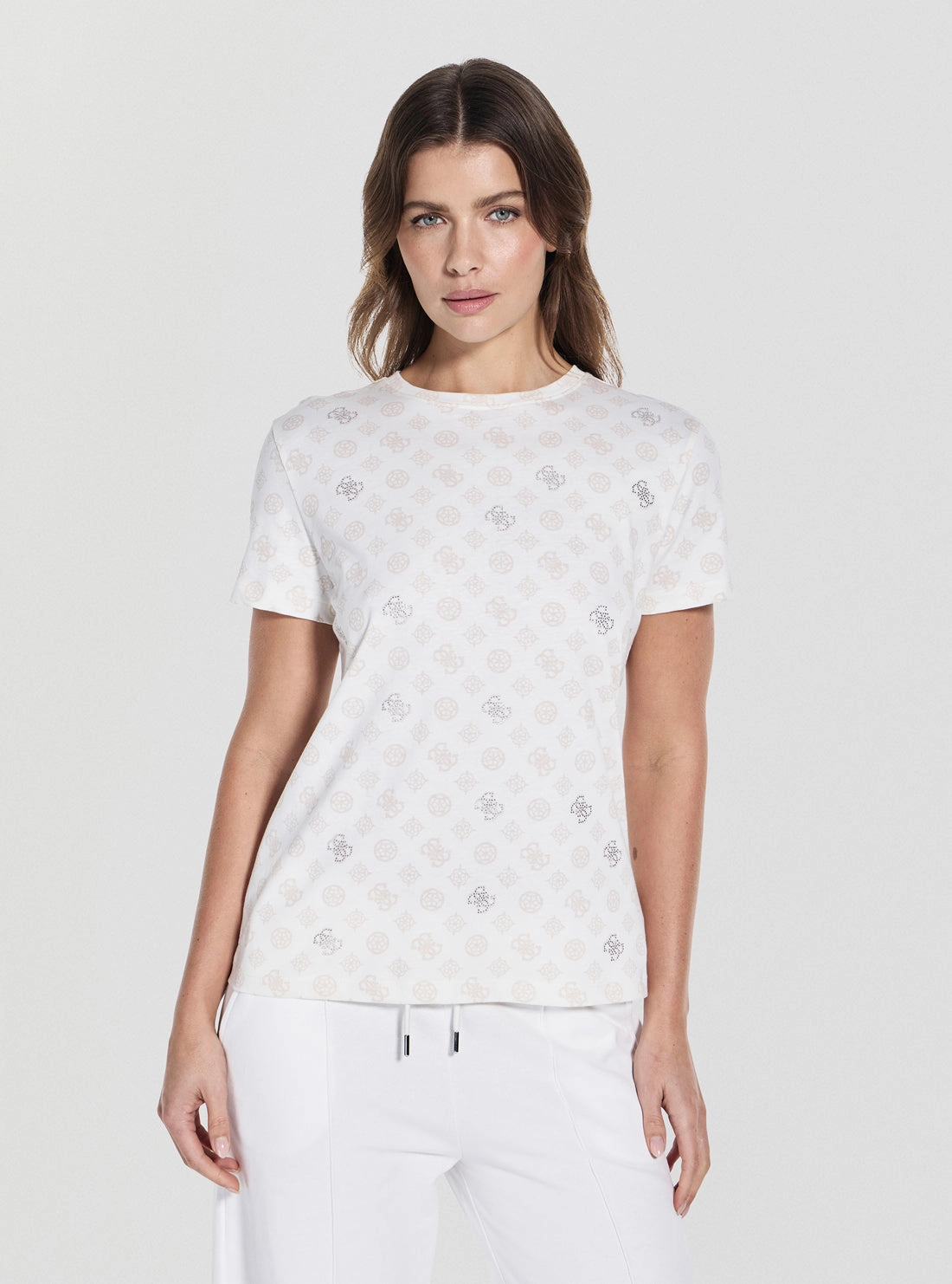 Eco White Gloria Peony Active T-Shirt Layered Collar Design
