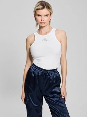 Eco White Guendalina Tank Top QuickPackFoldableDesign Elasticized Waistband