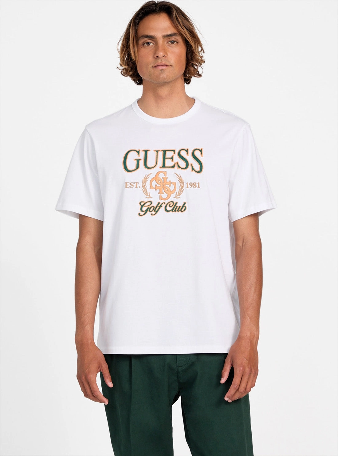 Eco White Guess 4G T-Shirt Flexible Ribbing