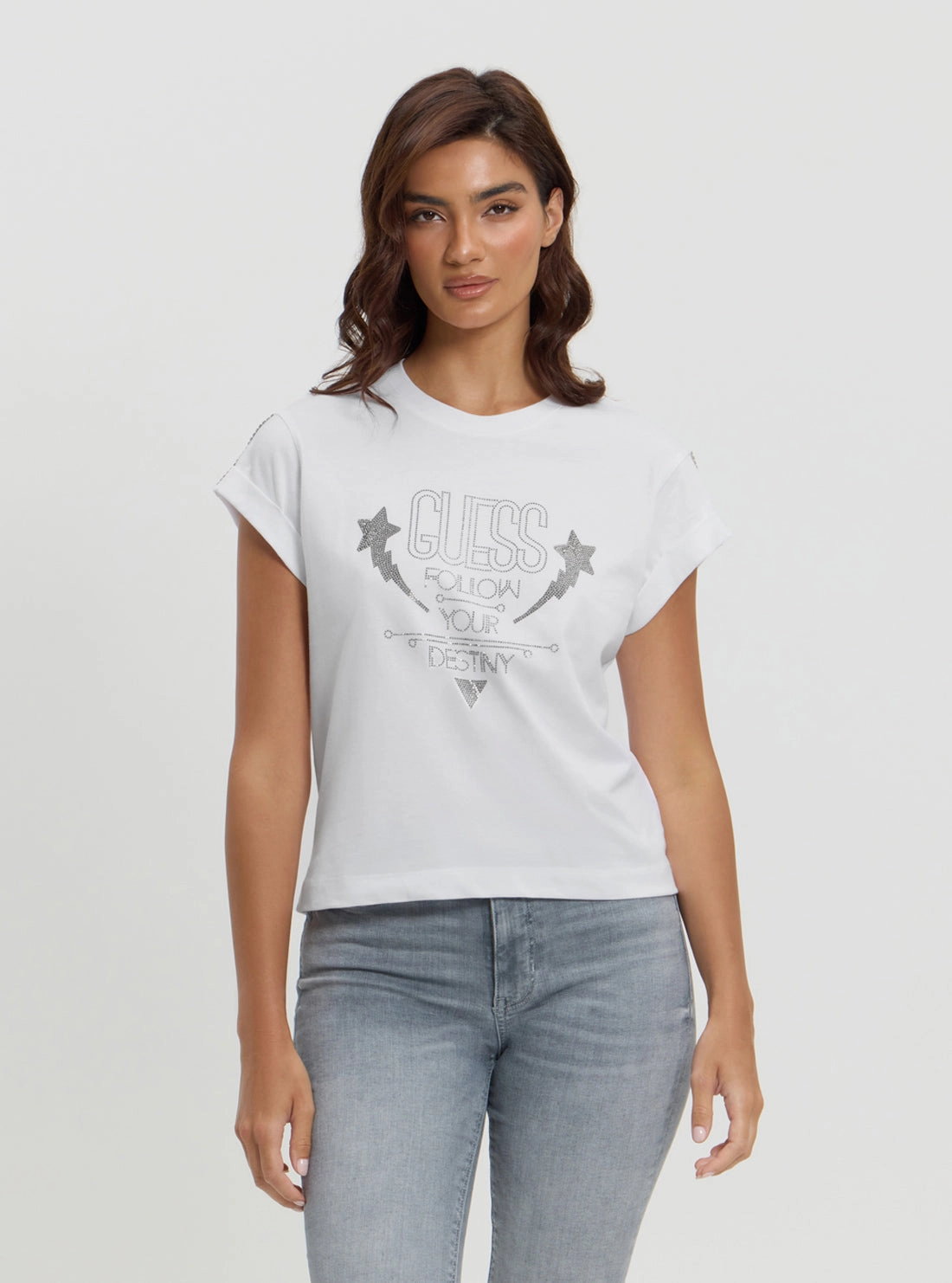 Ethically Sourced Yarn Eco White Strass T-Shirt
