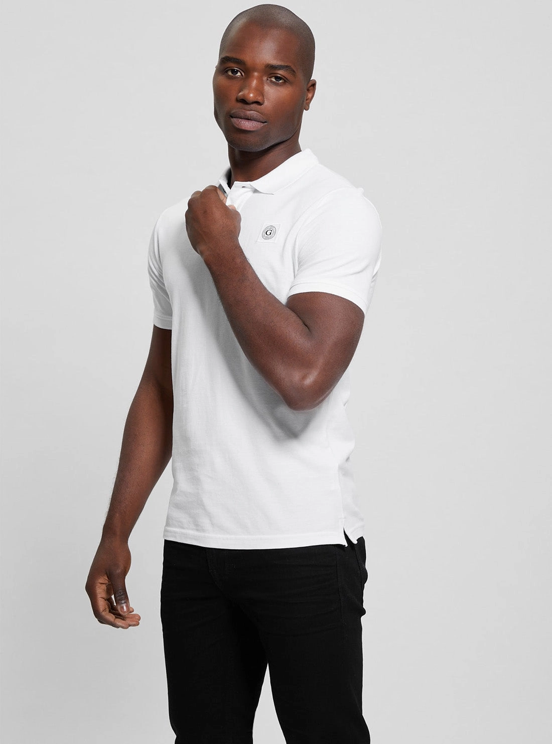 Multi Layer Stitching Relaxed Style Eco White Washed Polo Shirt