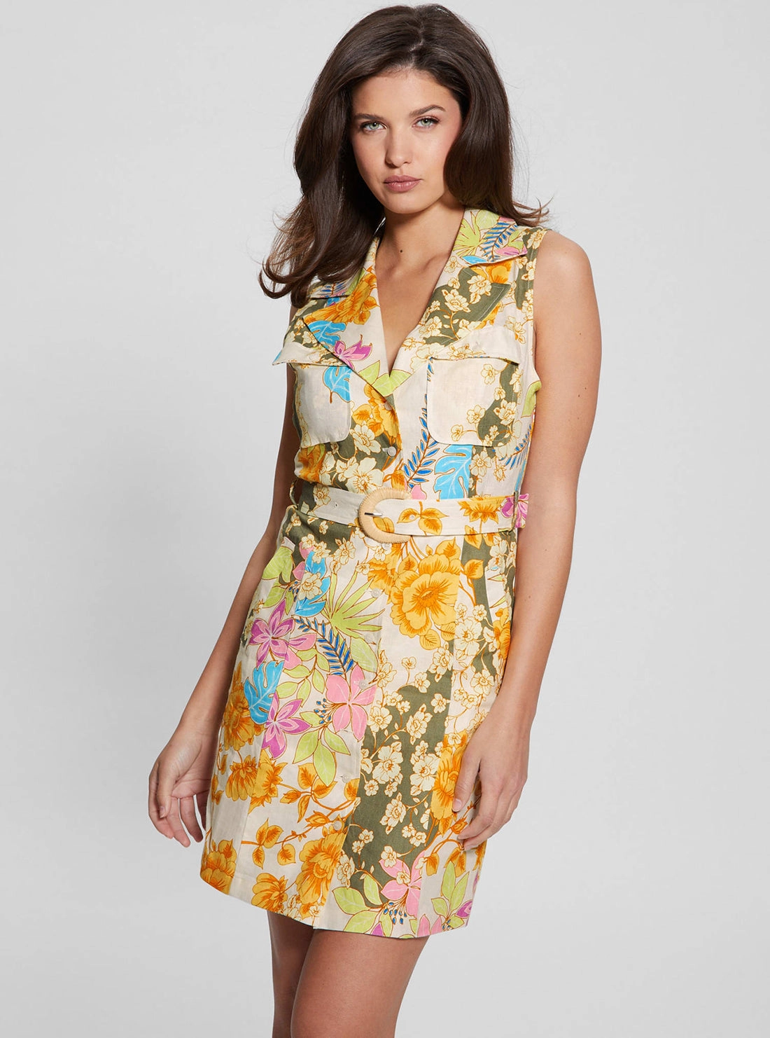 Eco Yellow Floral Print Lydia Mini Dress Feel Good Bold Patterns