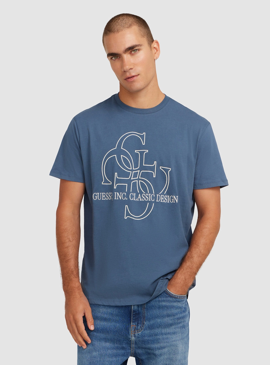 QuickDry Texture Blue Short Sleeve Logo T-Shirt