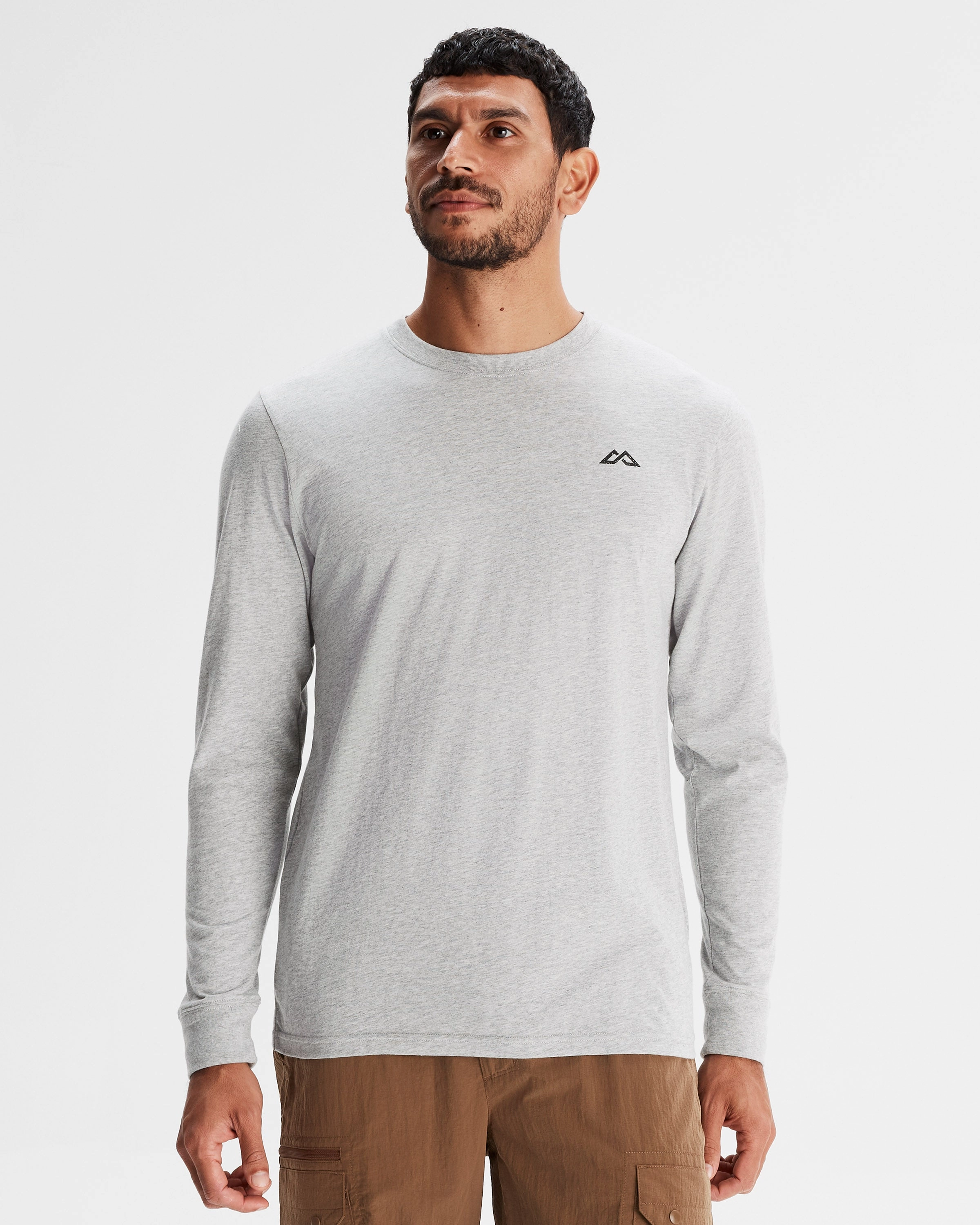 QuickRelease Closures Men's Co-ordinate Organic Cotton Long Sleeve T-shirt - Light Grey Marle