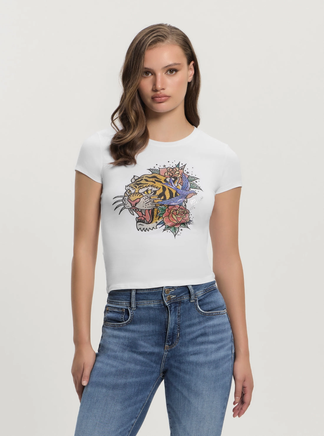 White Crystal Tiger R5 T-Shirt AbrasionResistant Edging MultiPocket Configuration
