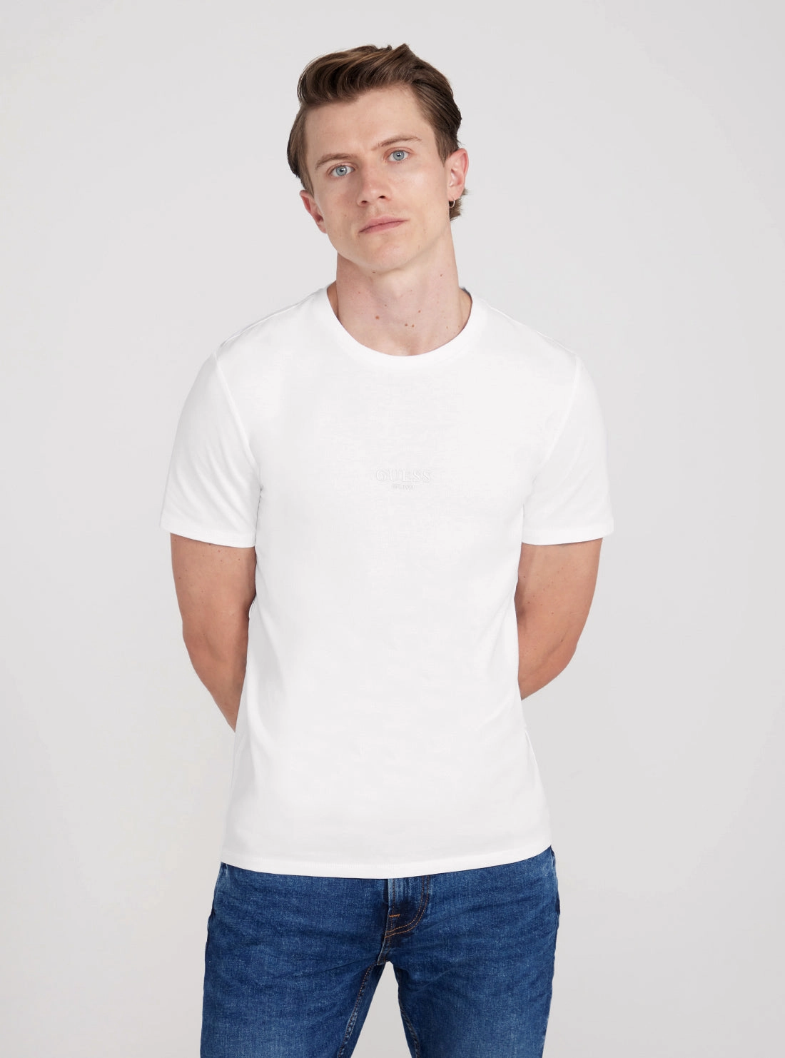 High Collar Protection Design Eco White Logo Aidy T-Shirt
