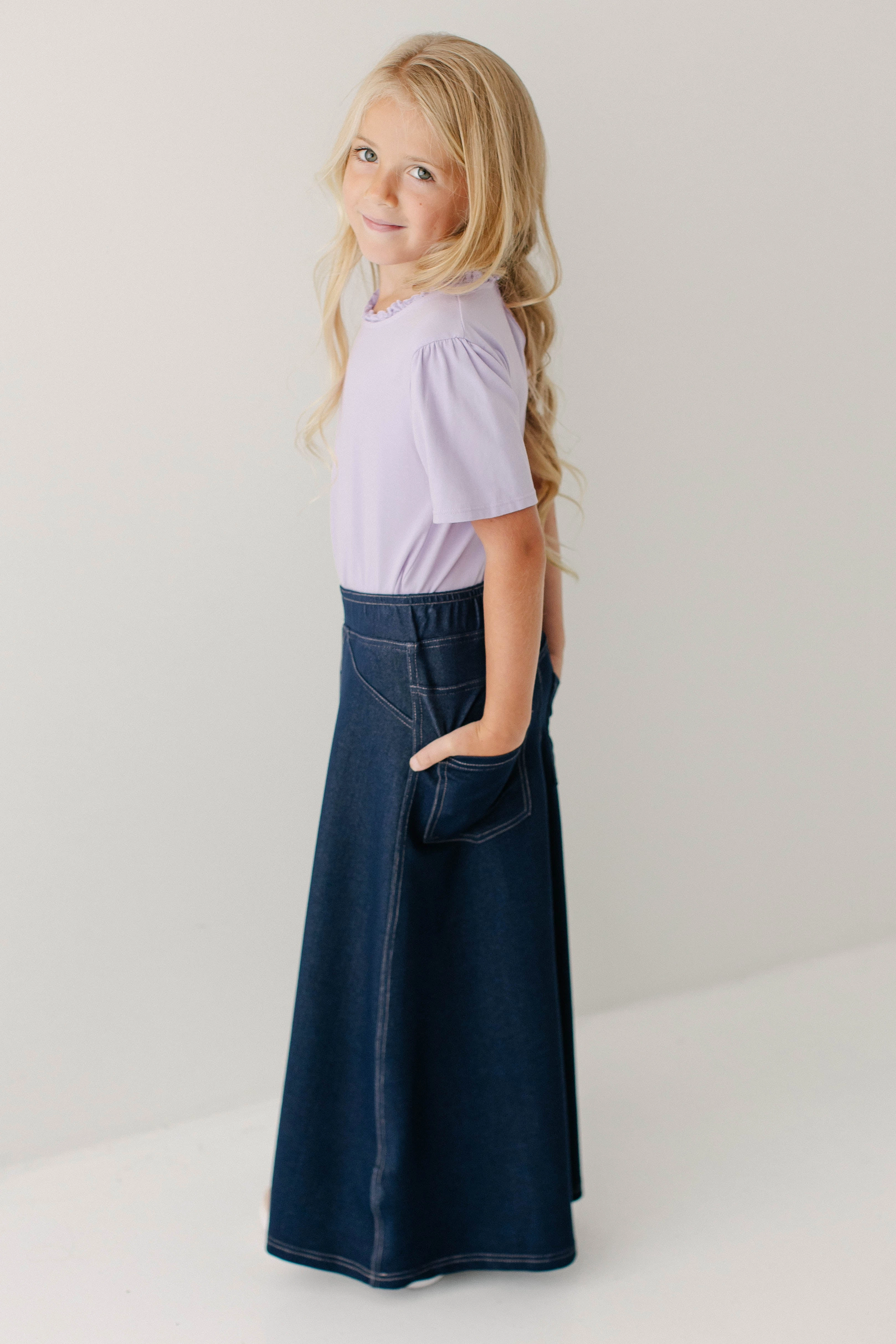 'Caroline' Girl Knit Maxi Skirt Slip Resistant Waistband