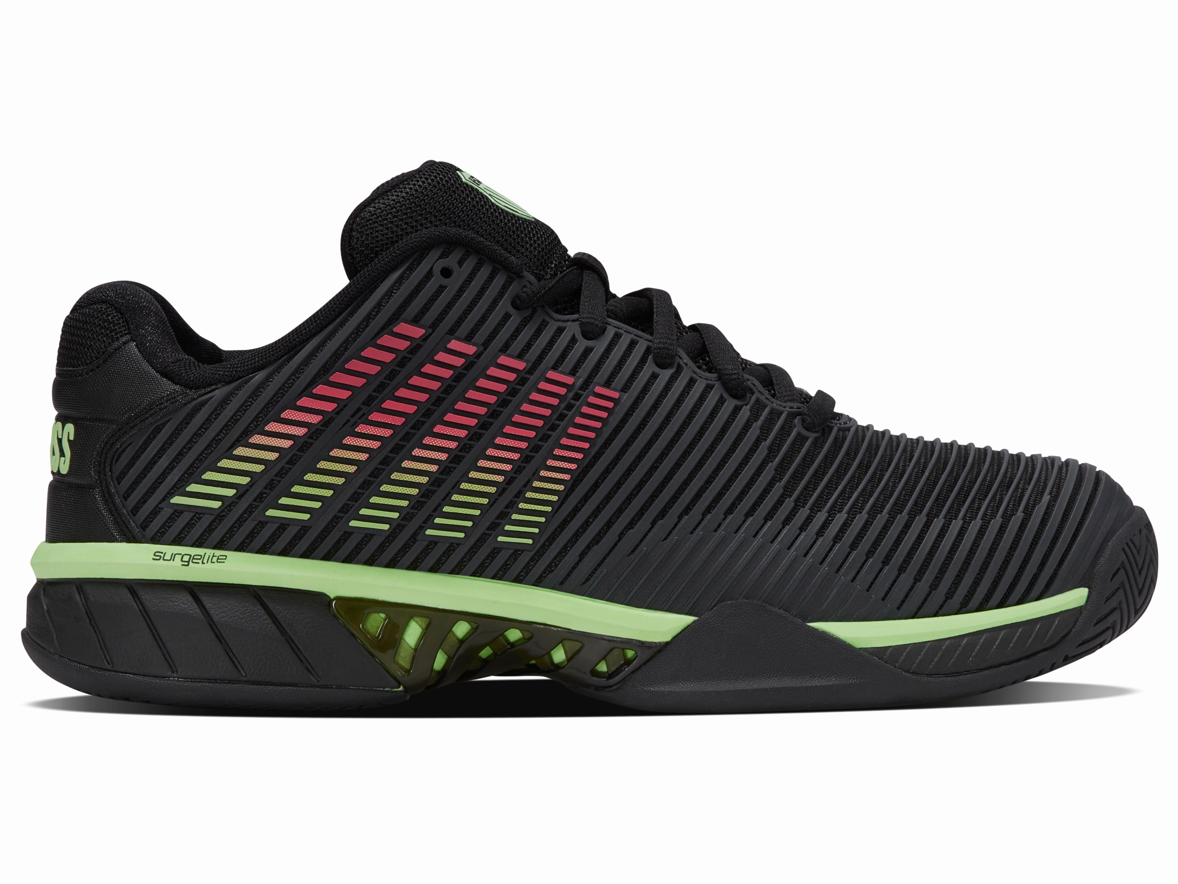 06613-011-M | HYPERCOURT EXPRESS 2 | BLACK/SOFT NEON GREEN/NEON LAVA Recycled Rubber Outsole Urban Touch