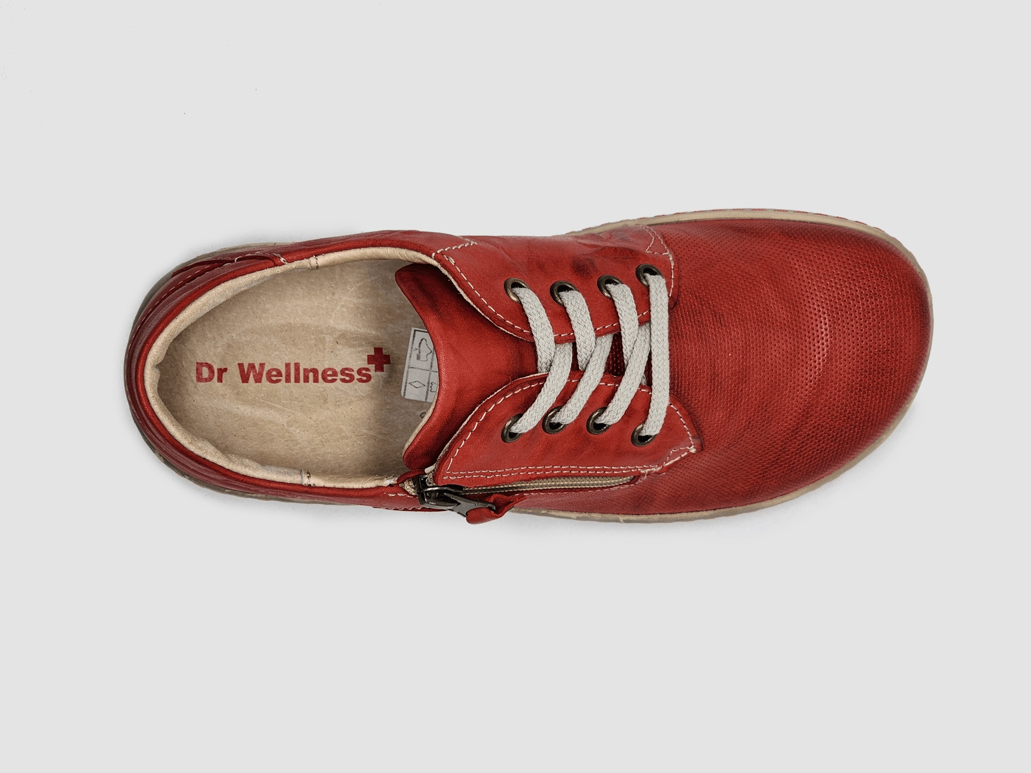 Women's Dr Wellness Zip-Up Leather Shoes - Red Stay Comfy Lightweight Outsole