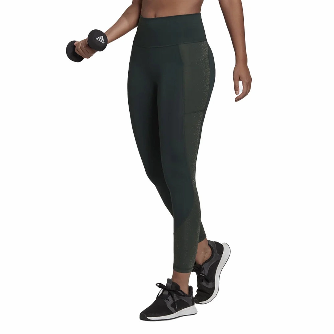 adidas - Women's Optime Training Shiny Full Length Leggings (HL8653) Durable Utility Chilly Weather Wear