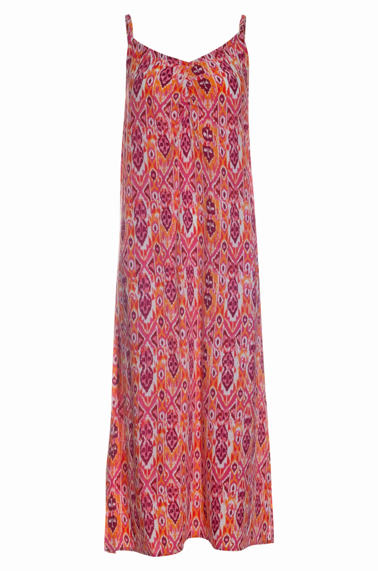 Daytime Look Maxi Dress with spaghetti straps | Pink Orange Aztec | 3357AR