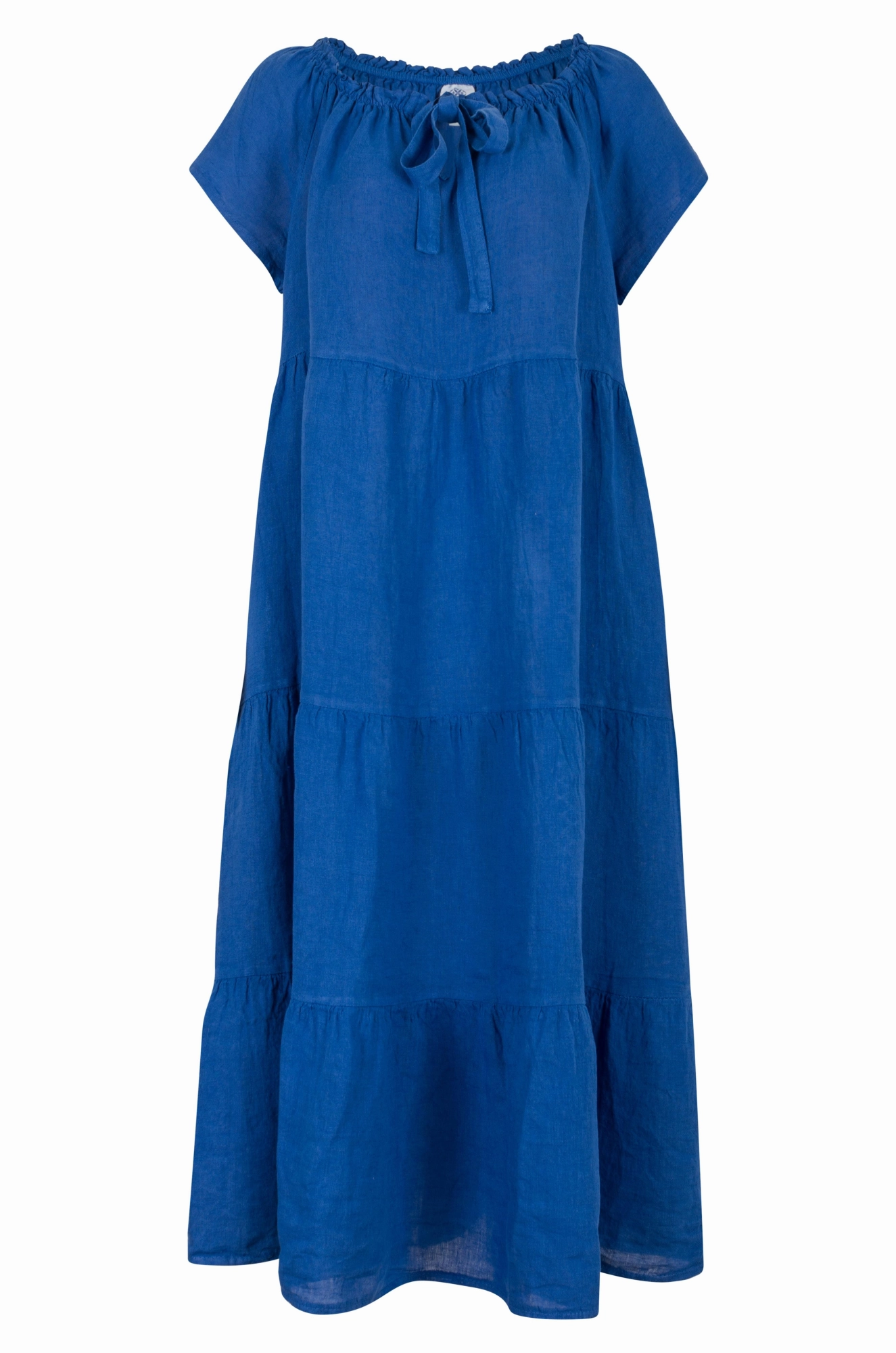 Gender Inclusive Fall Layer Made in Italy 100% Linen Maxi Dress | AZURE | 0208A1