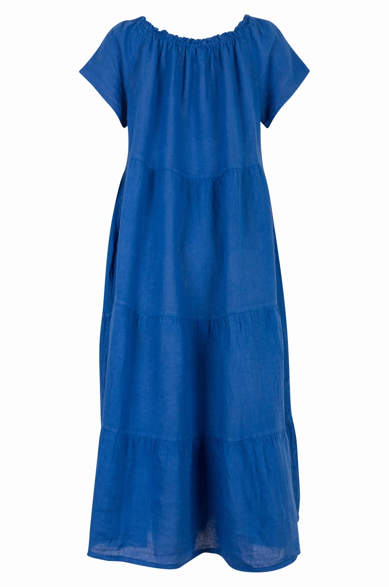 Minimalist Elegance Made in Italy 100% Linen Maxi Dress | AZURE | 0208A1
