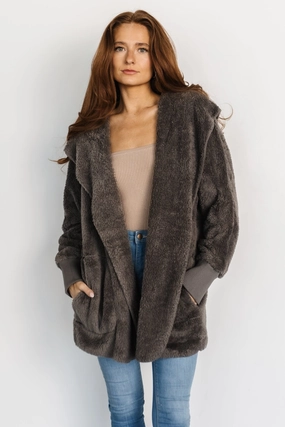 Melrose Teddy Jacket | Dark Gray anti static coating Elegant Styling