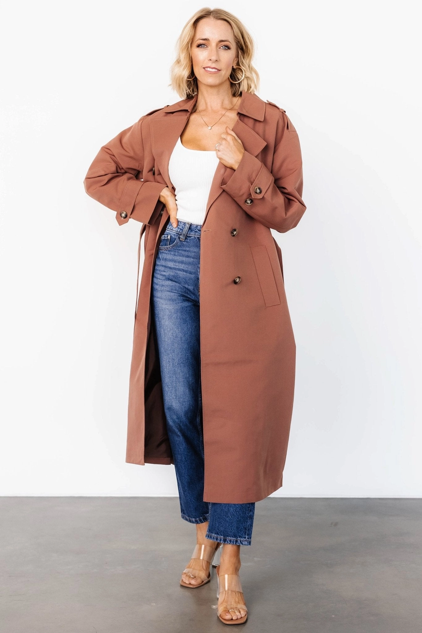 Classic Cut Wind Shield Elias Trench Coat | Warm Brown
