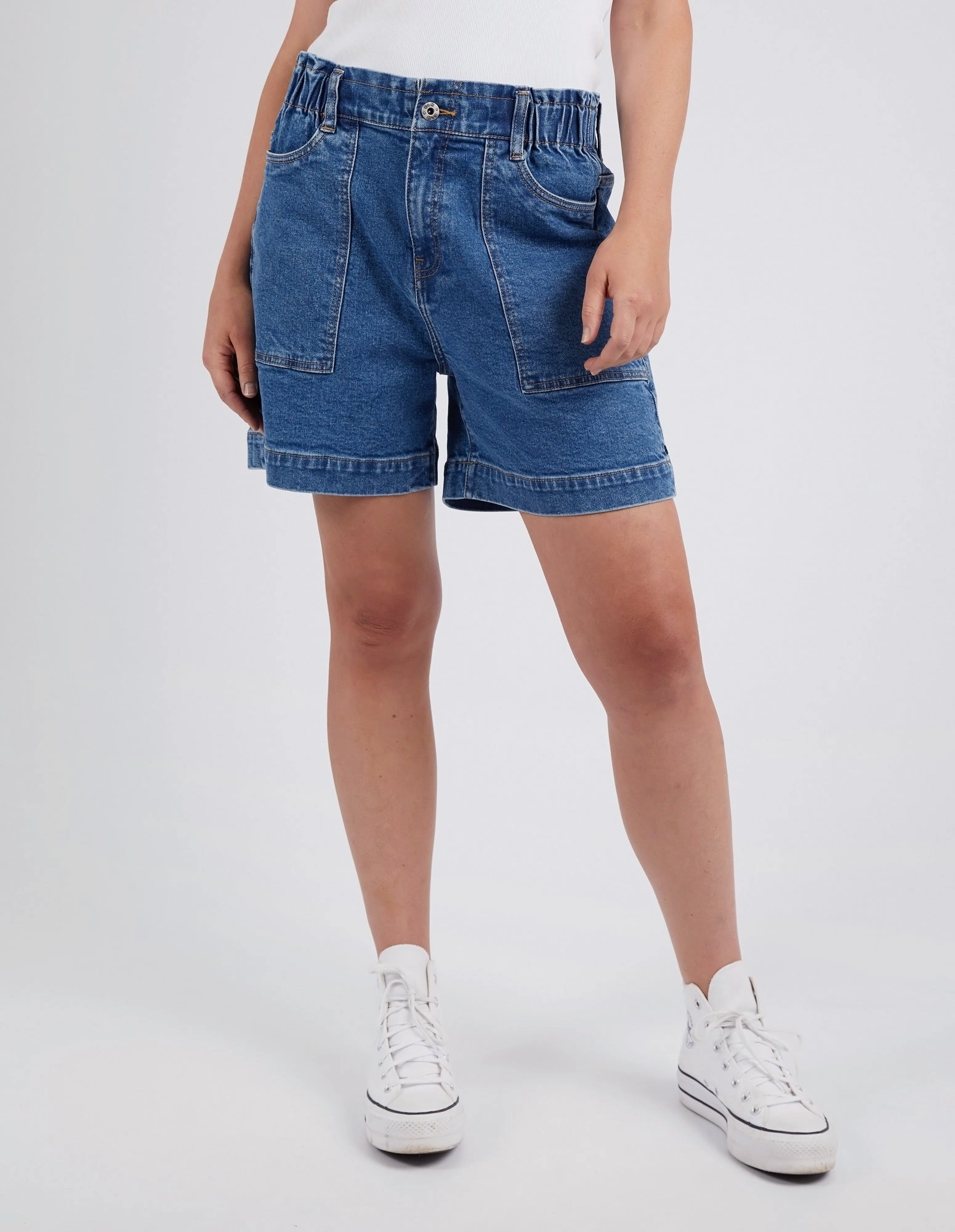 Elm Atlas Denim Short Dark Blue Wash overalls Running Gear
