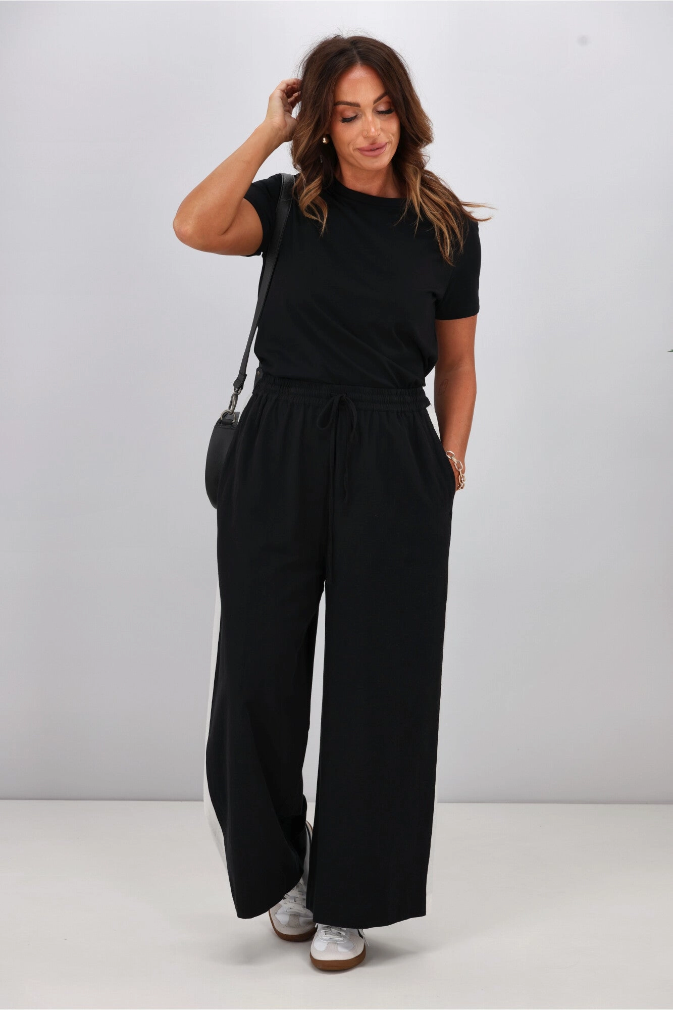 Hiking Trail Lightweight Material Elm Frances Stripe Pant Black Marshmellow Stripe