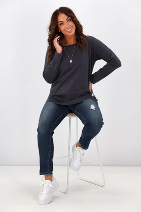 Casual Must-Have Elm Fundamental Rib L/S Tee Navy