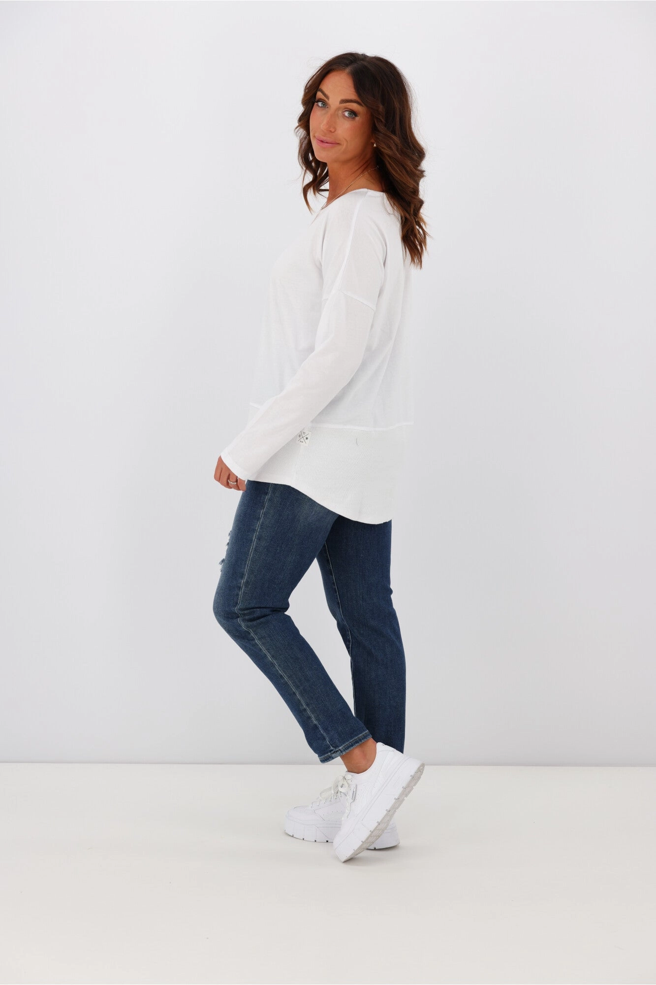 Comfy Vibes Elm Fundamental Rib L/S Tee White