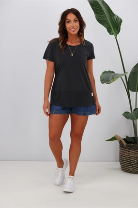 Elm Fundamental Rib S/S Tee Washed Black Ultimate Wear