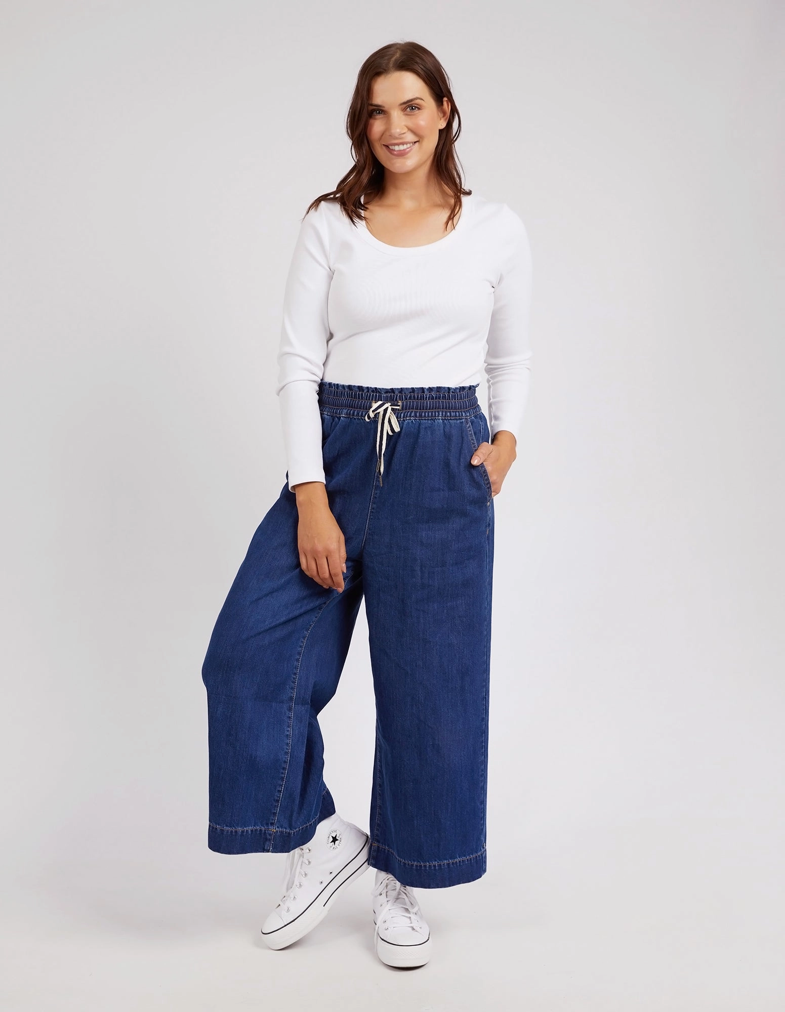 Elm Greta Wide Leg Pant Dark Blue Simple Form