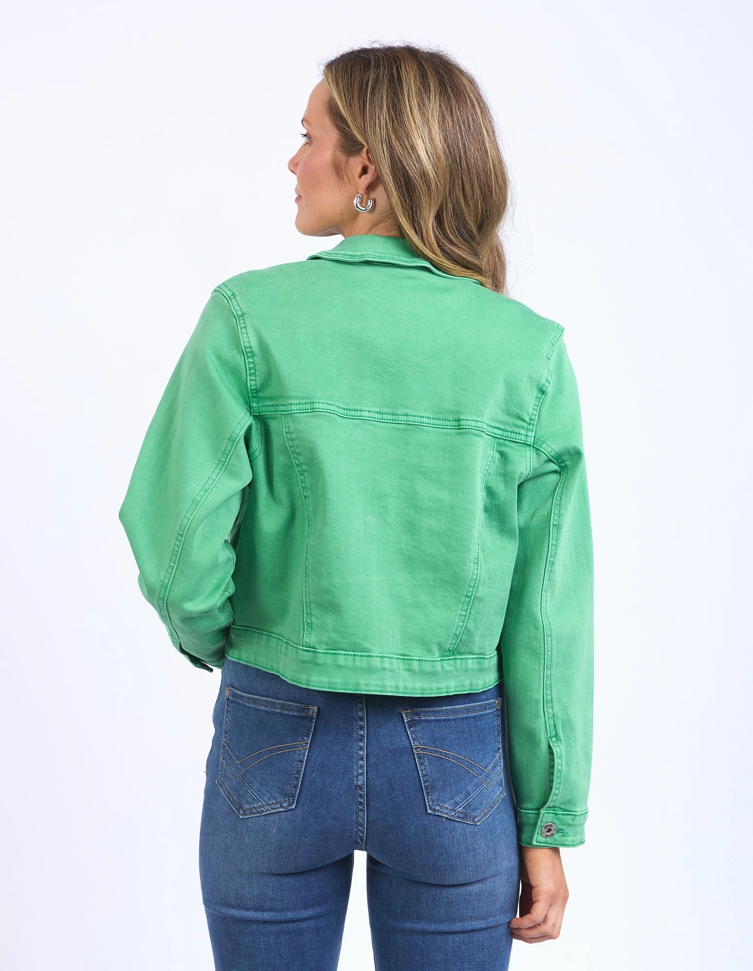 Elm Hazel Denim Jacket Greenbriar Flexible Fit Wear Non Restrictive Silhouette