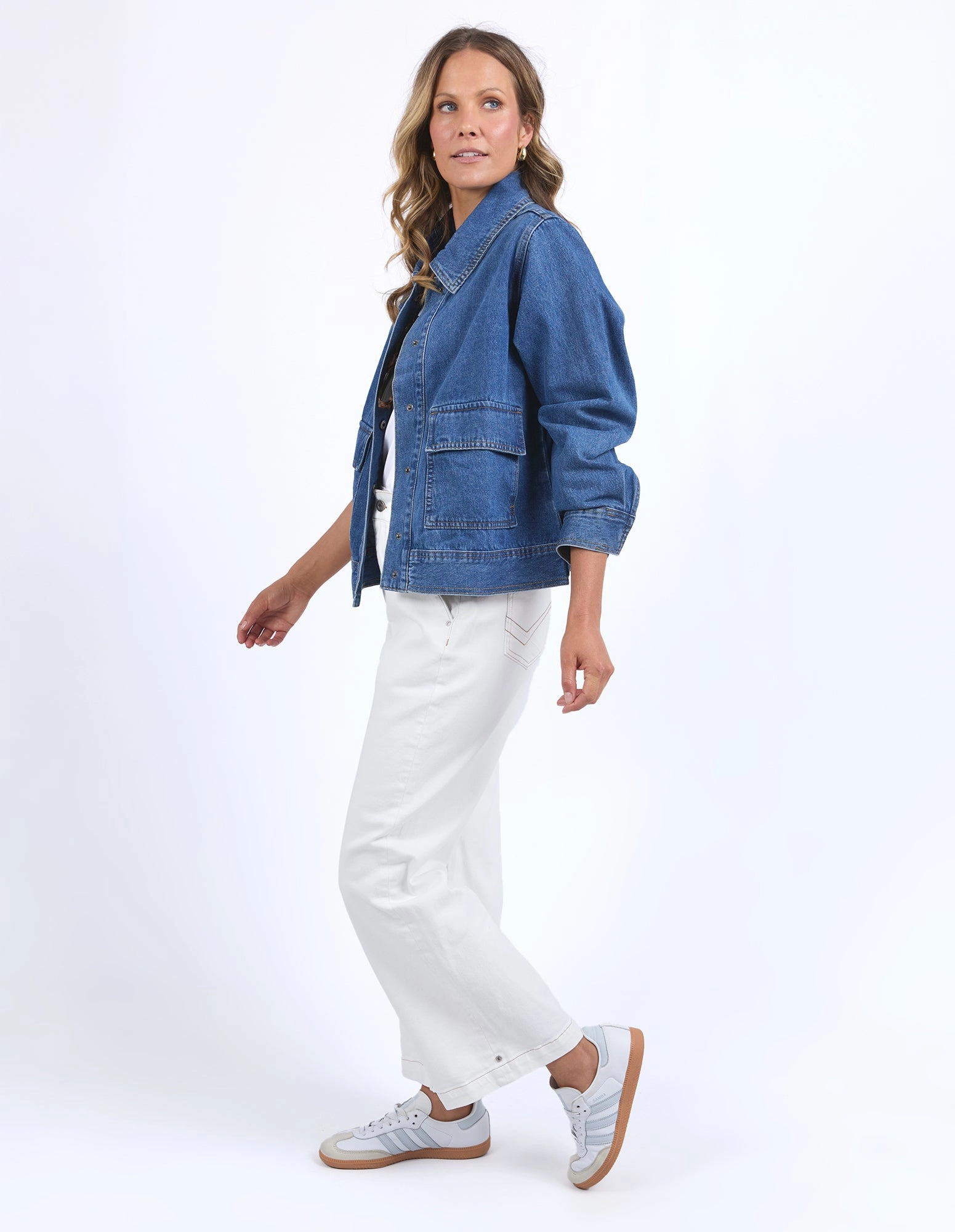 Elm Hunter Denim Jacket Mid Blue Wash UV Block Style Staple