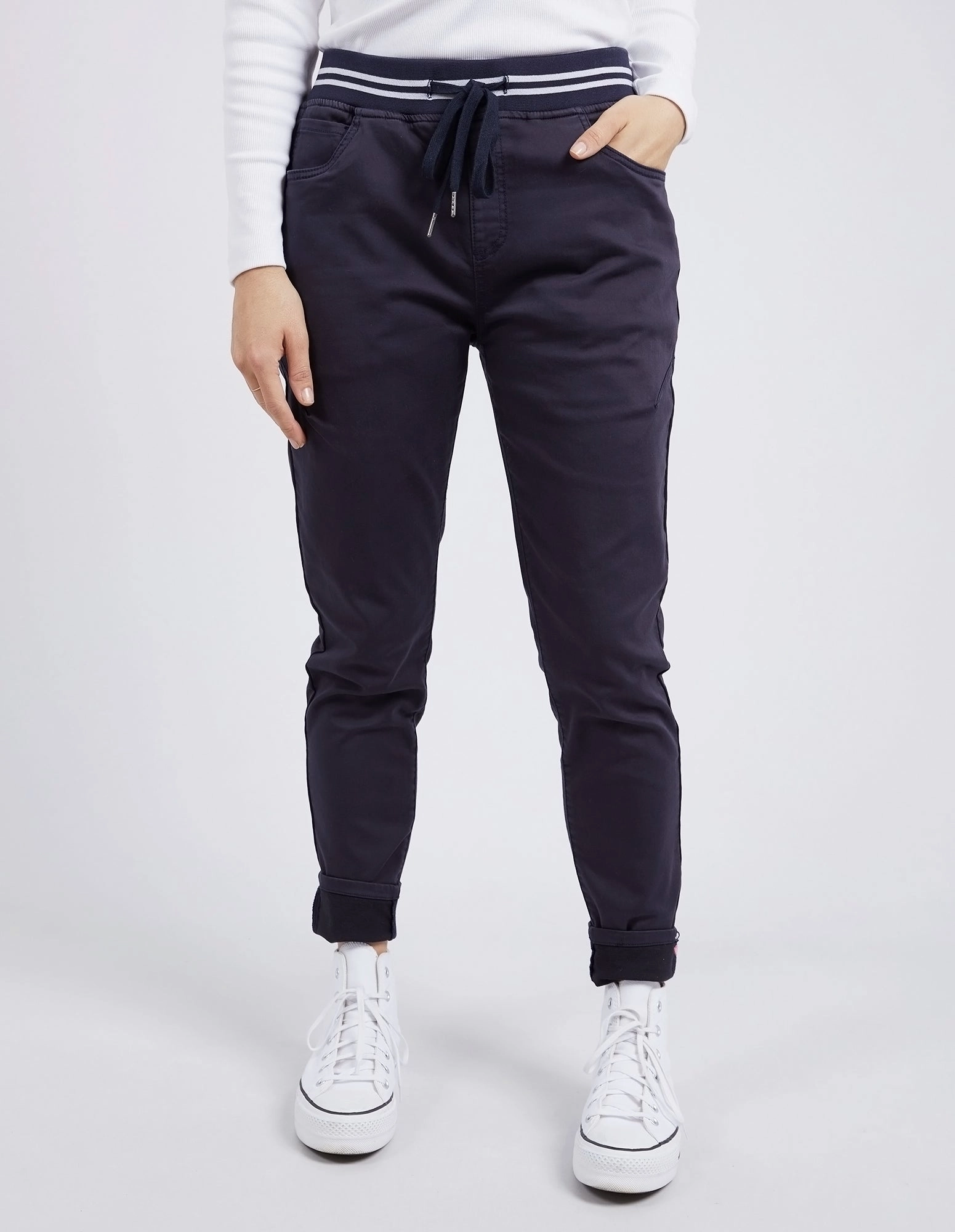 Elm Margo Cargo Jogger Navy Smooth silhouette