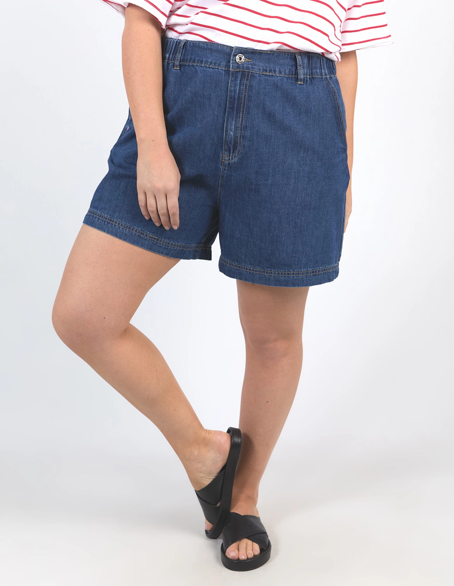 Elm Matilda Denim Short Dark Blue Vintage Look moisture - wicking