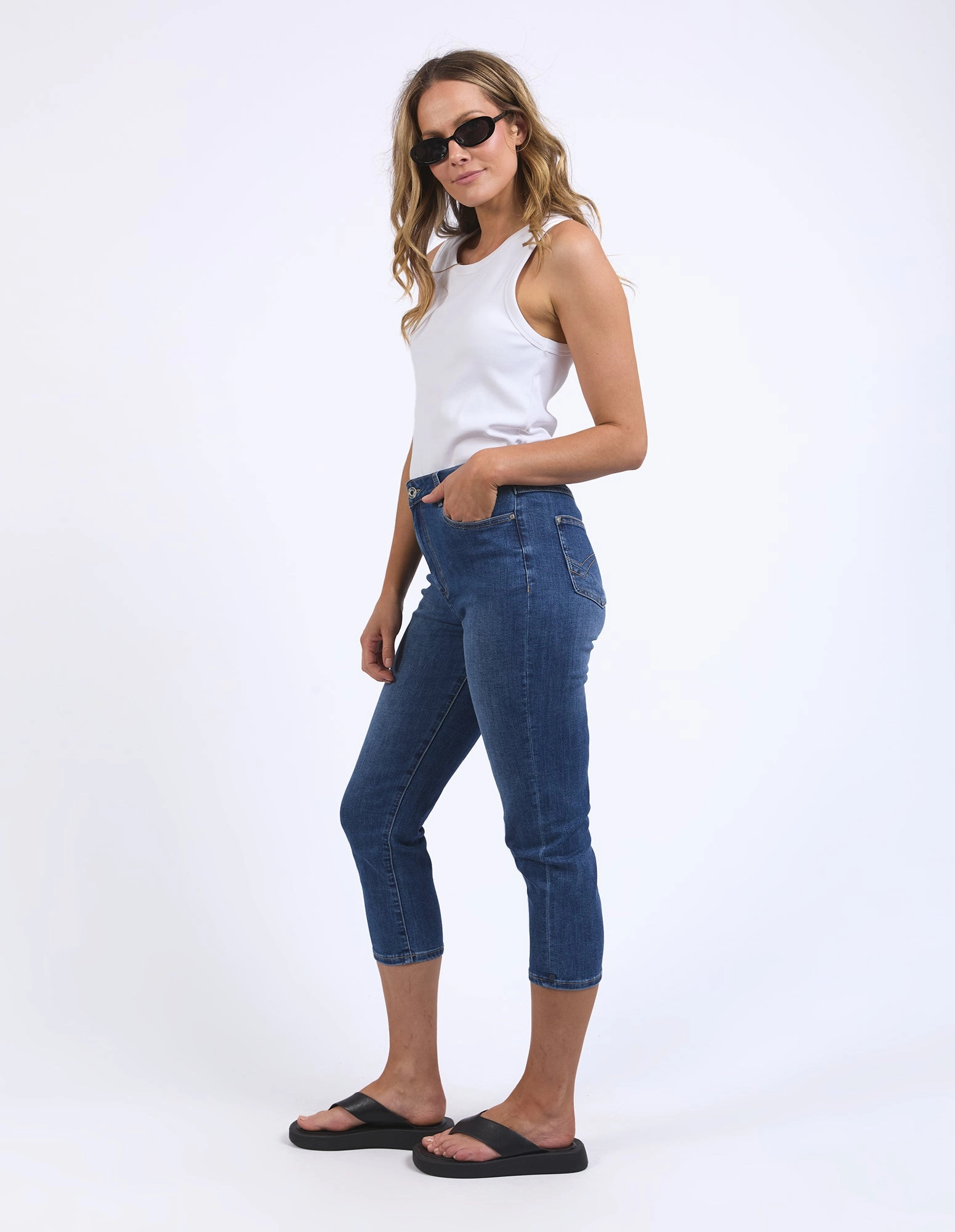 For Kids Thermal Warm Elm Mollie Capri Jean Mid Blue Wash