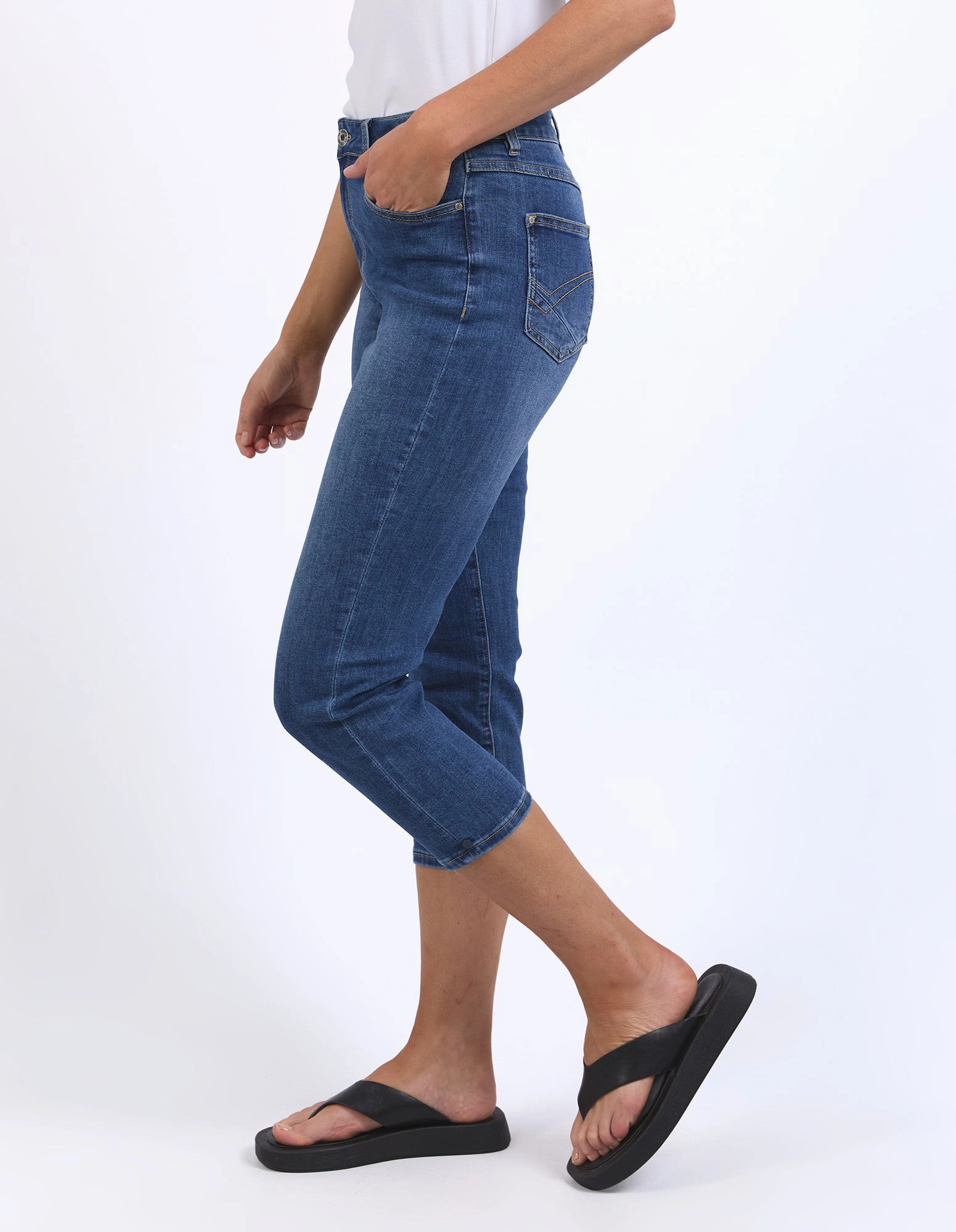 Eco Friendly All Ages Double Layer Elm Mollie Capri Jean Mid Blue Wash