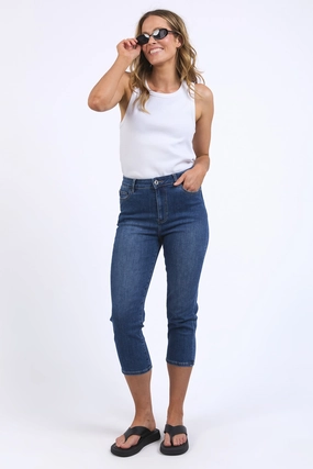 All Ages Stretch Fit Elm Mollie Capri Jean Mid Blue Wash