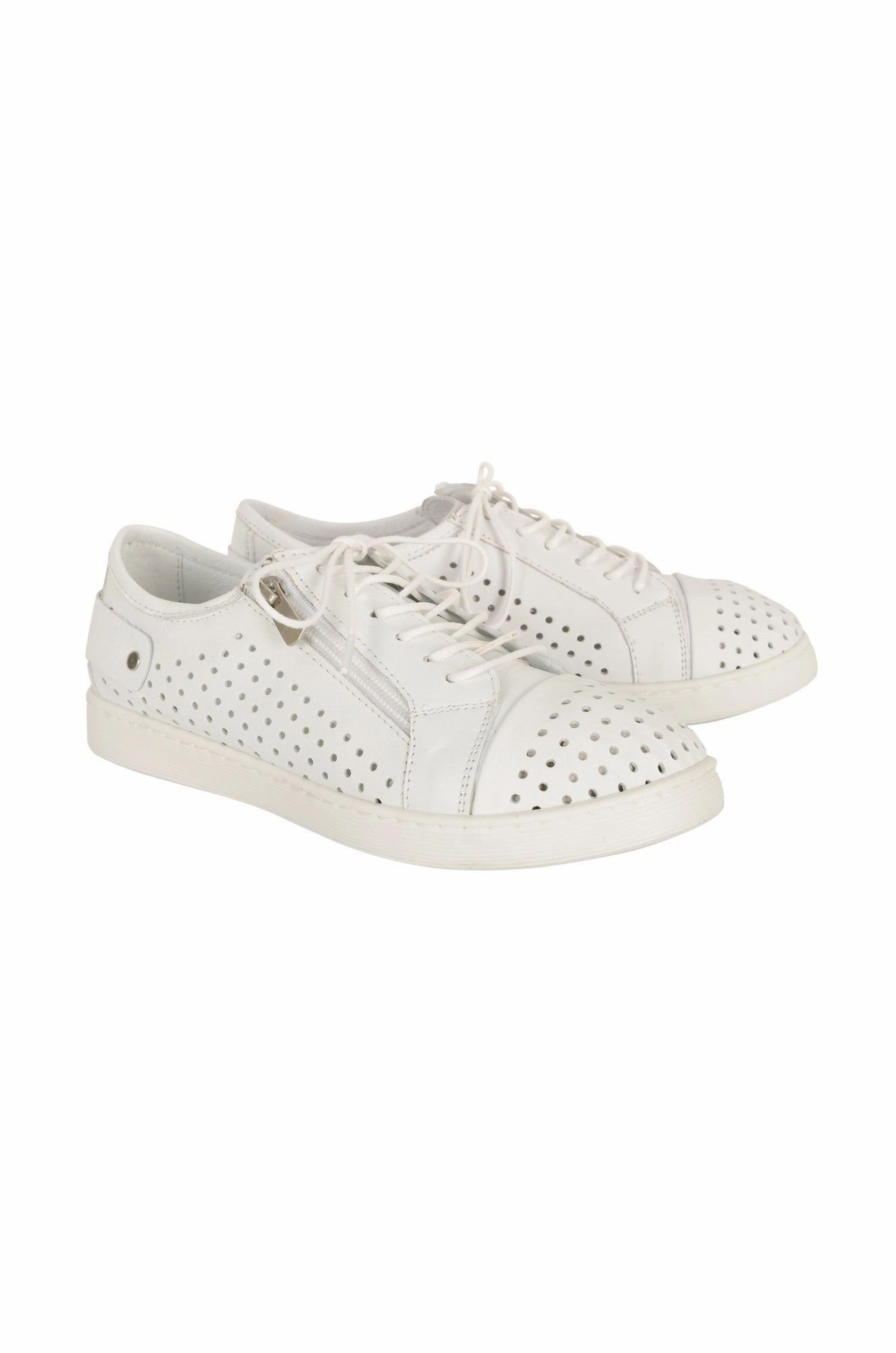Soft Arch Lace up & size zip Leather Sneaker | WHITE | 0617YY