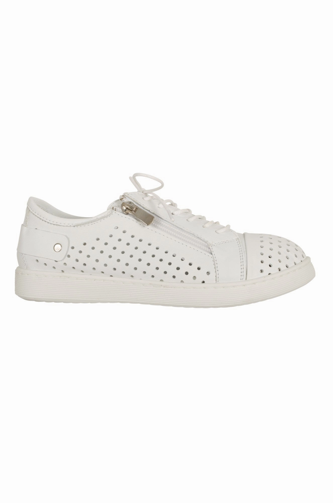 Easy Support Lace up & size zip Leather Sneaker | WHITE | 0617YY