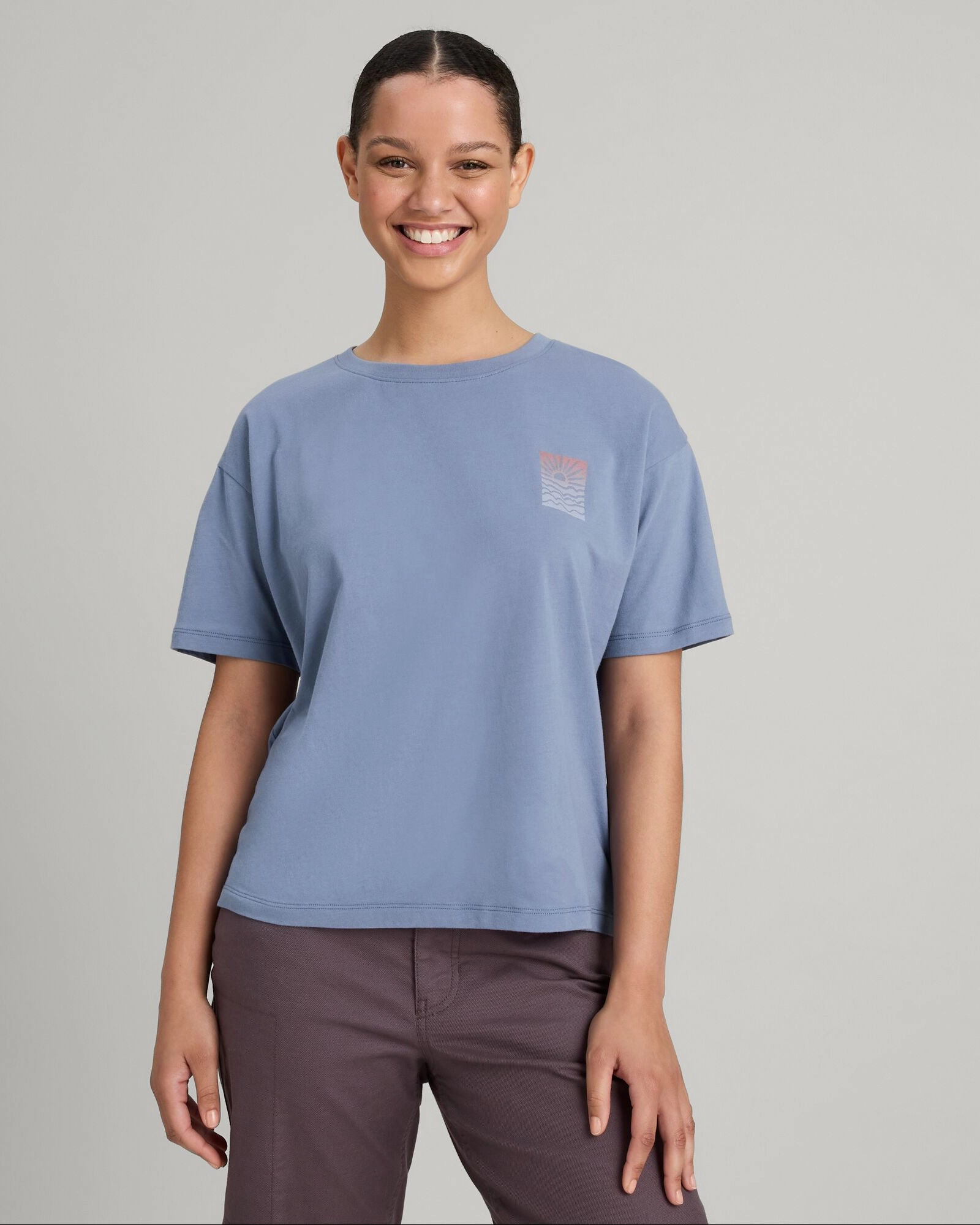 Women's Sunrise Flower Organic Cotton T-shirt - At Twilight Sporty Top