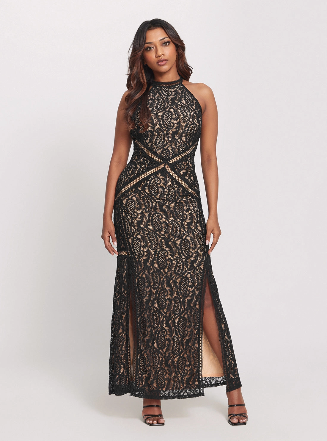 Formal Wear Tonal-Stitching Black New Liza Maxi Dress