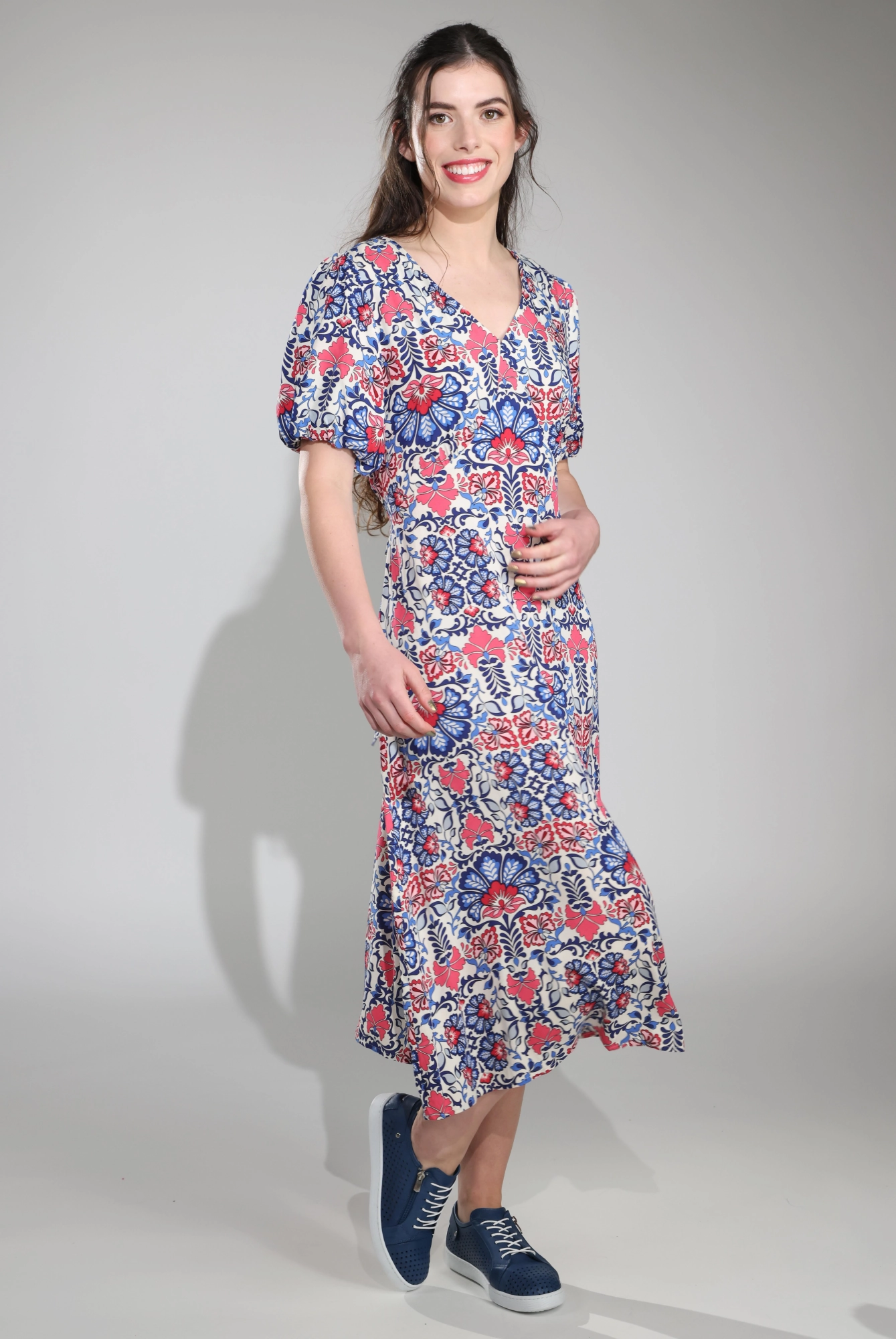 Clean Mood Trendy Vibe Maxi Dress | Blue Coral Vine | 3326C1
