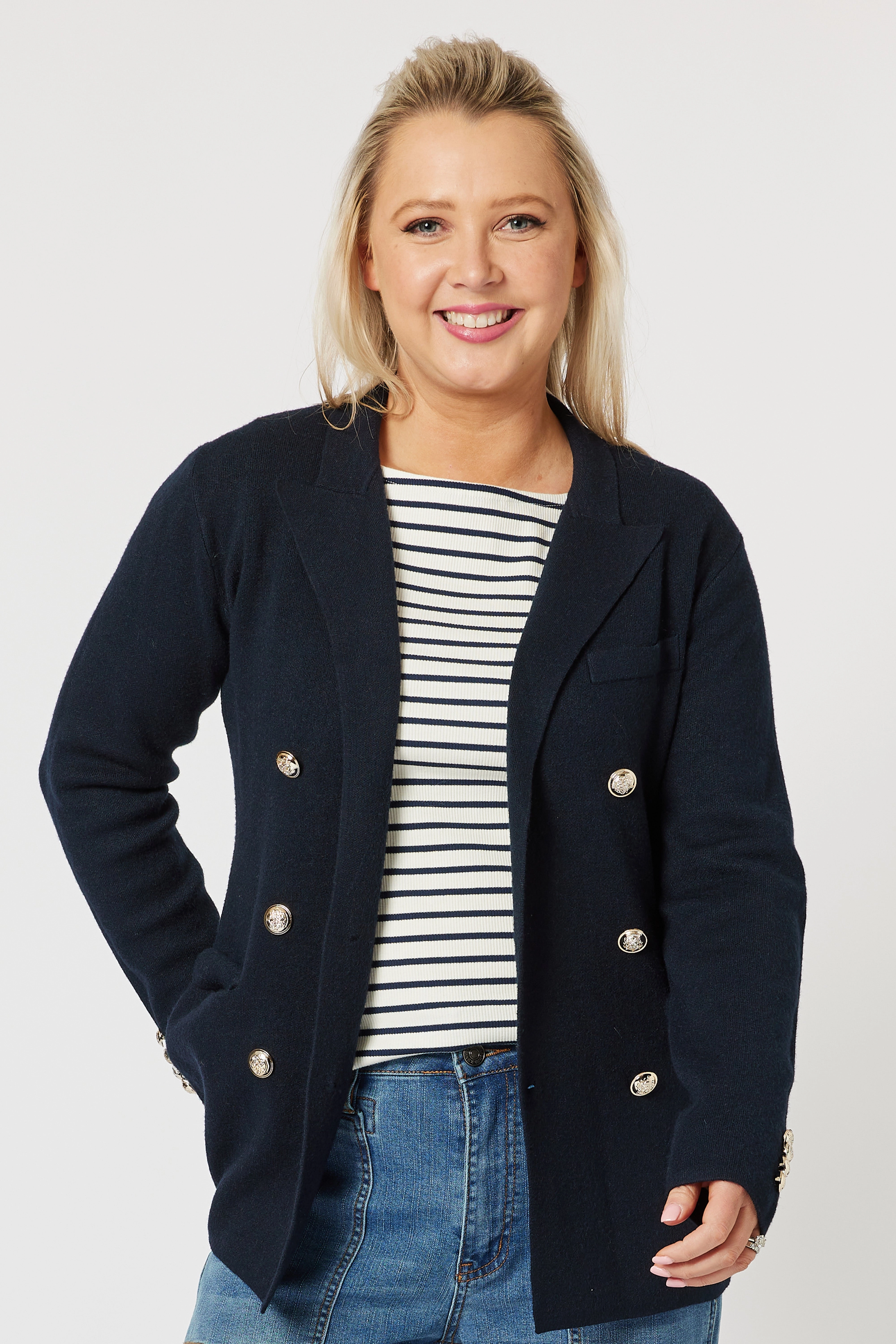 Soft Touch Gordon Smith Lucy Knit Jacket Navy
