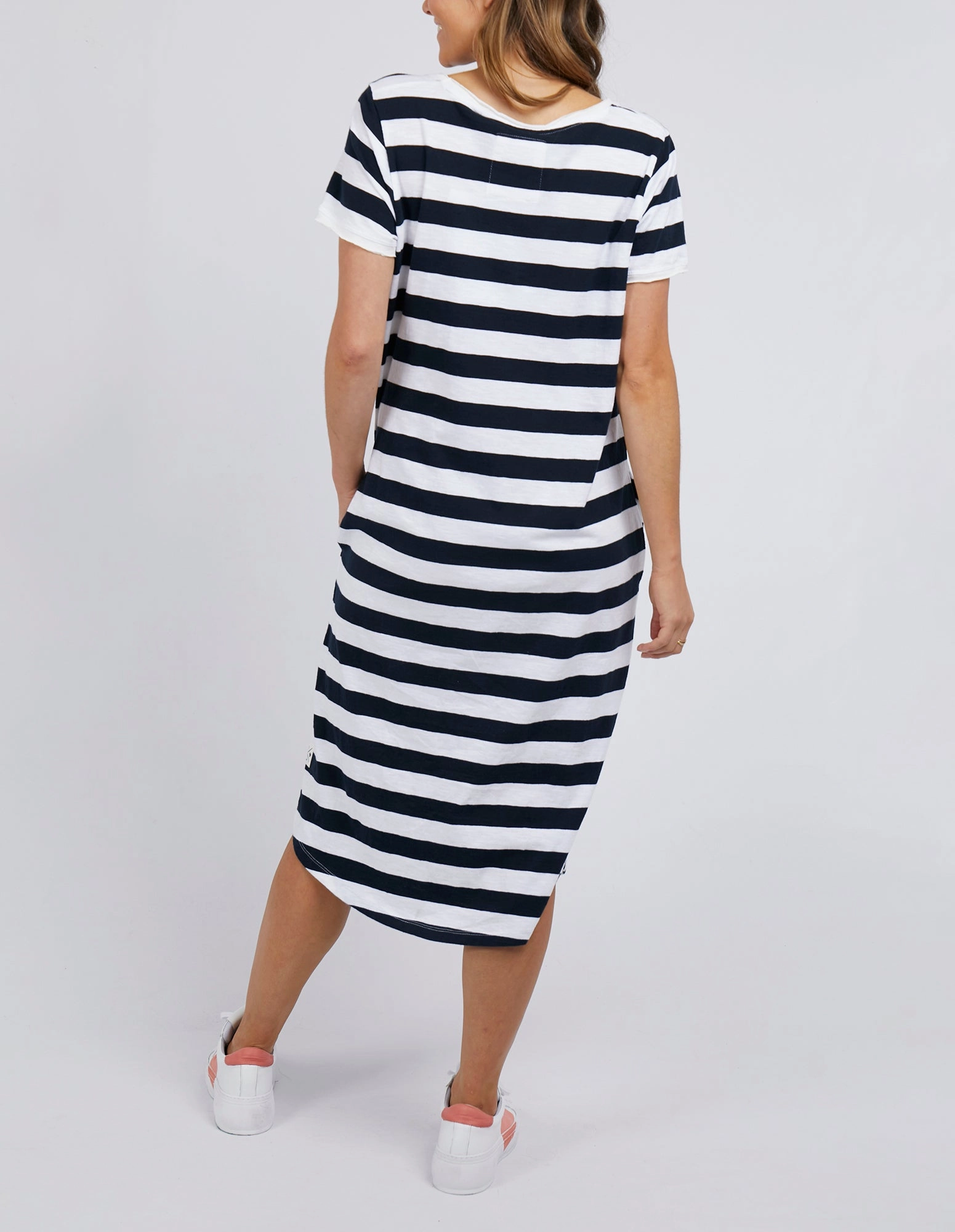 Elm Maeve Midi Dress Navy Stripe Airy Comfort