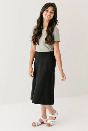 Wardrobe Classic 'Tori' Girl Bamboo Cotton Blend Midi Skirt