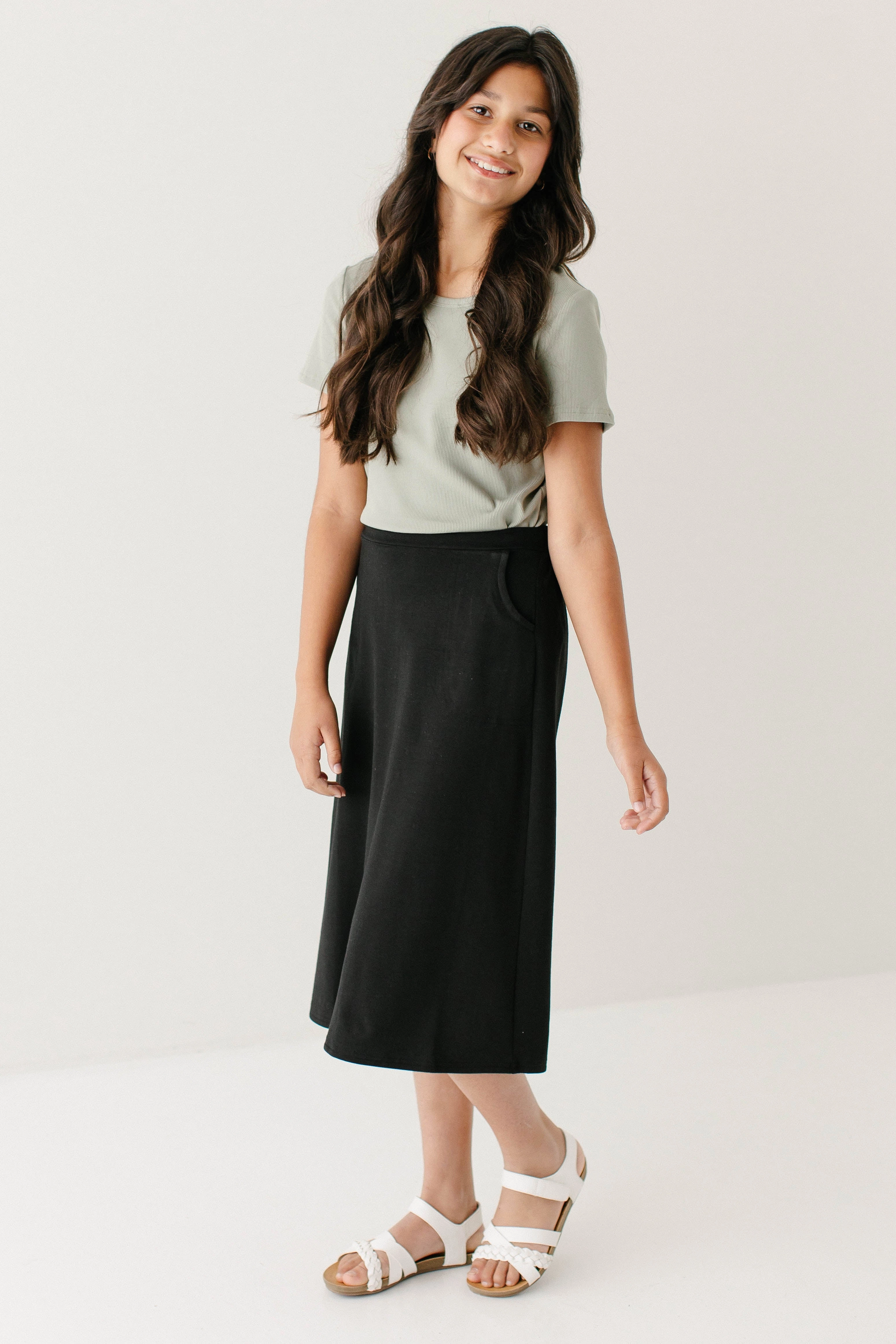 Fresh Style Organic Cotton 'Tori' Girl Bamboo Cotton Blend Midi Skirt