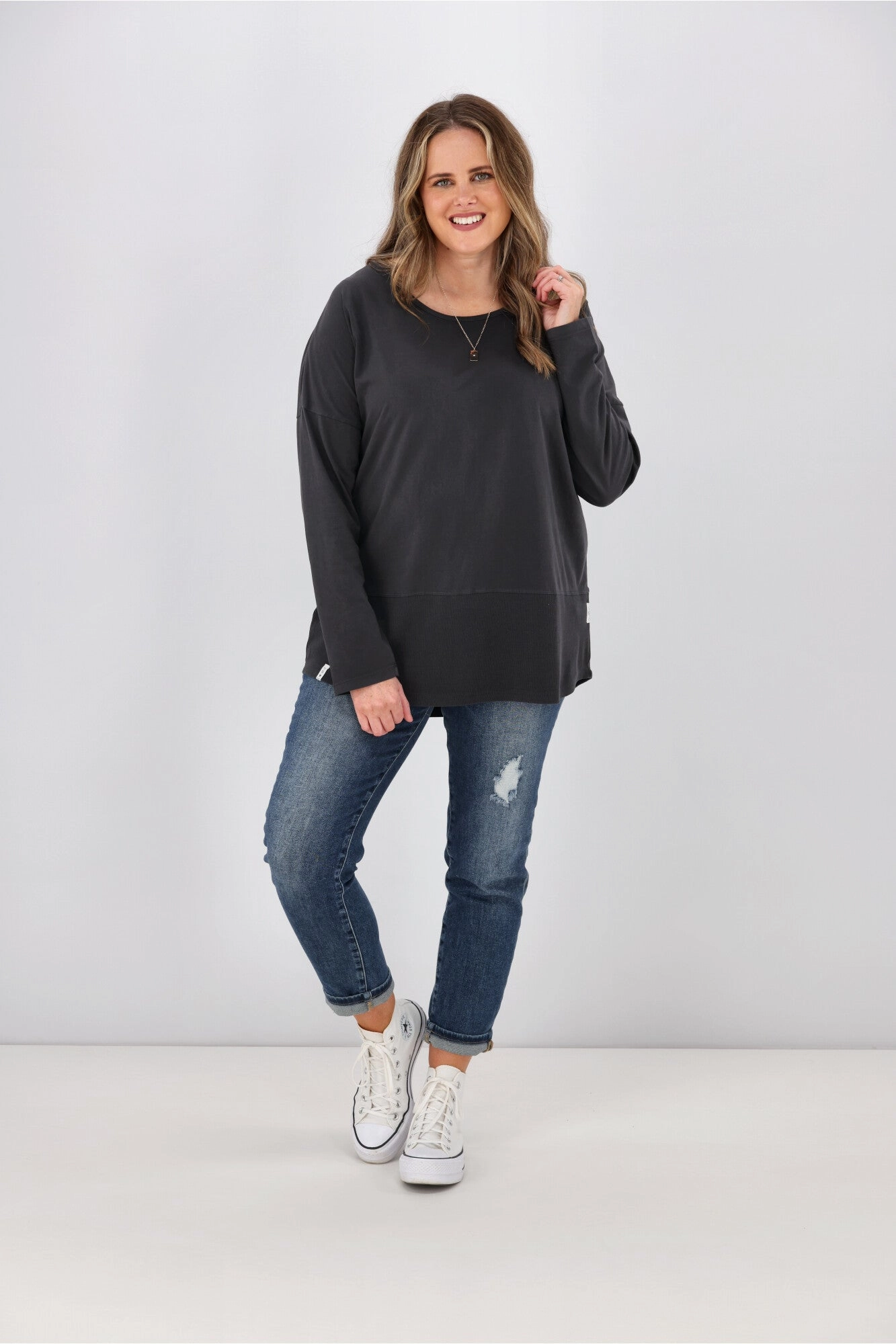 Cozy Fit Wear Everyday Essential Elm Fundamental Rib L/S Tee Washed Black