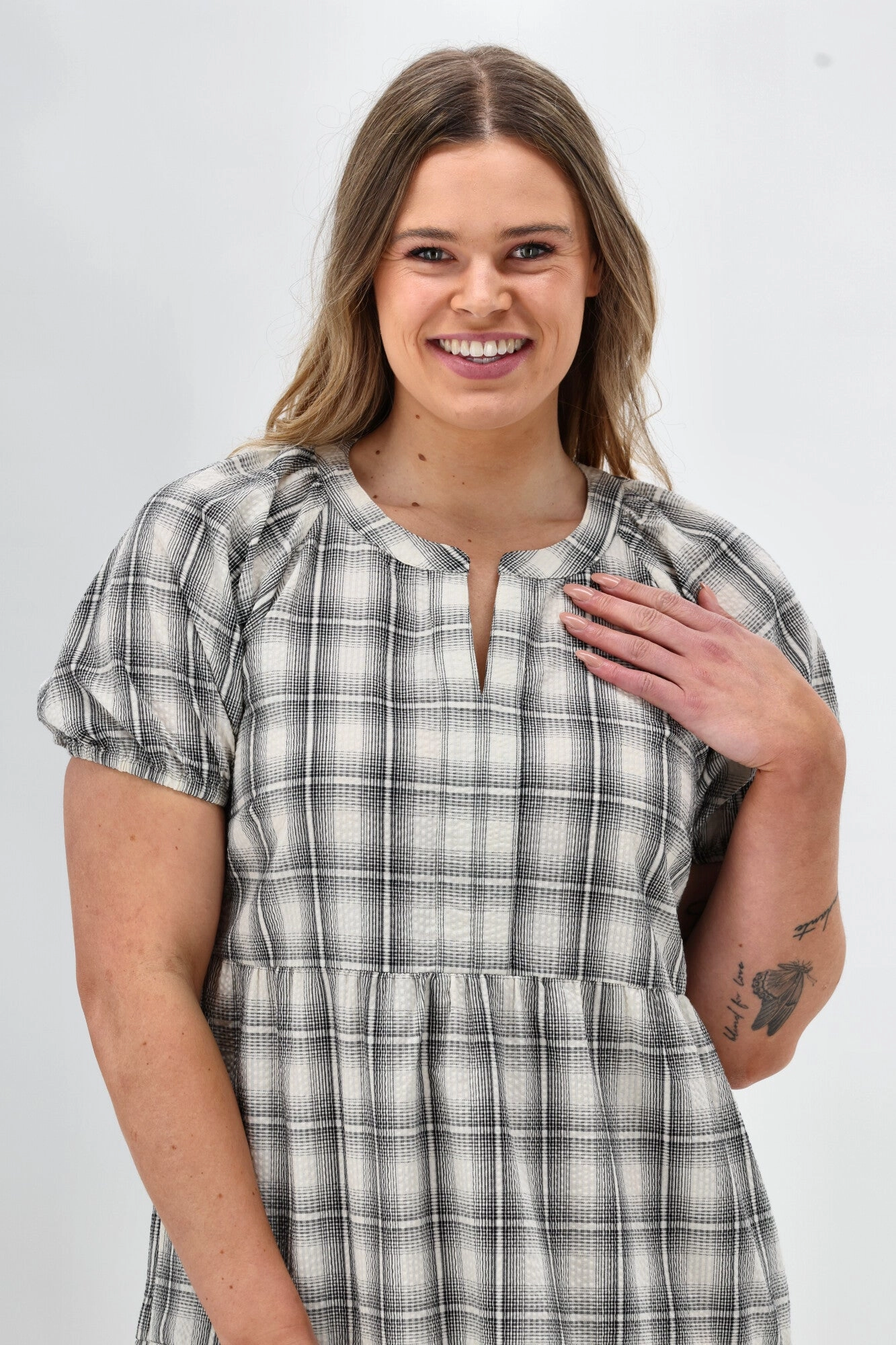 Multipurpose Shine On Label Rita Midi Dress Natural Check