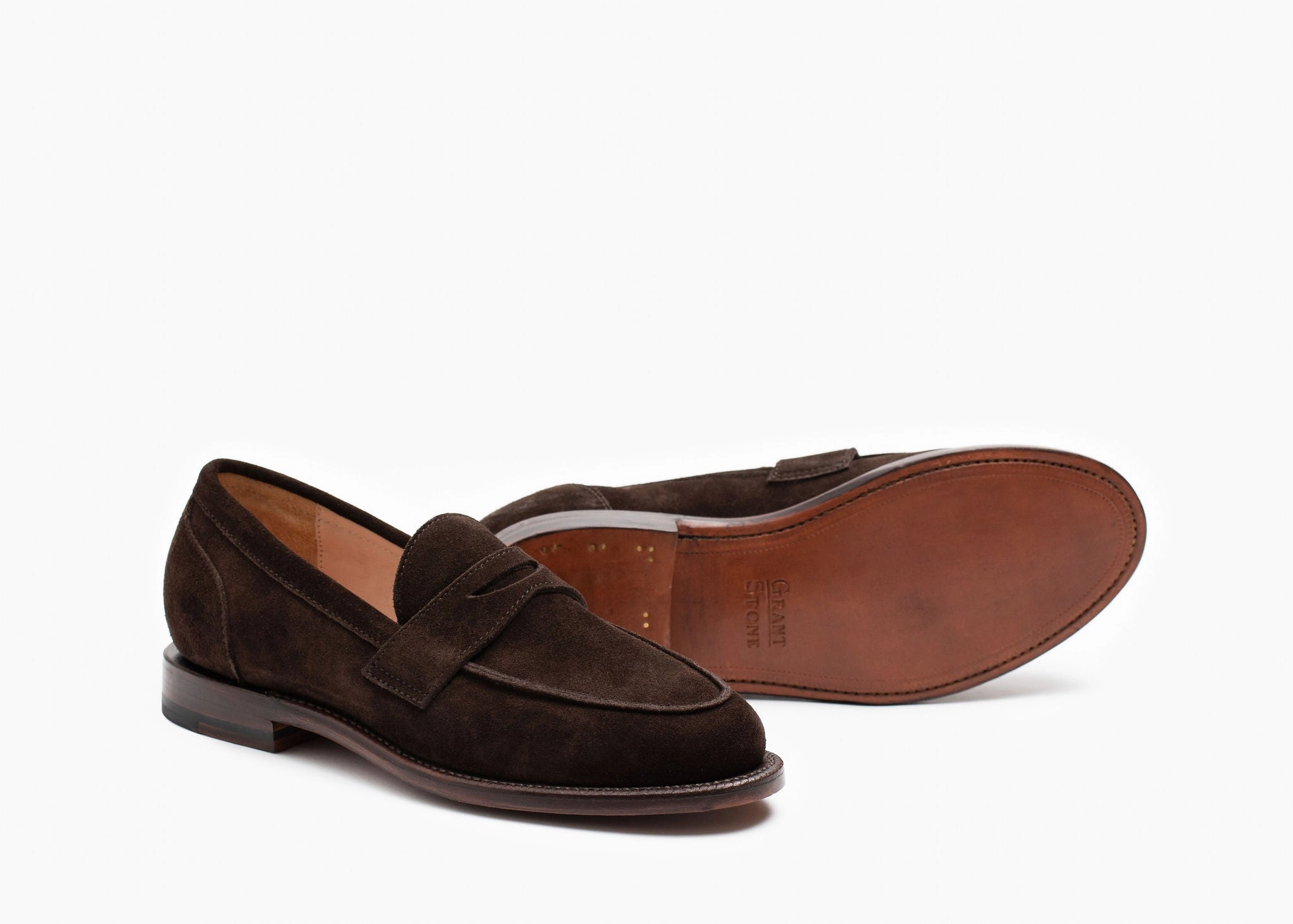 Clara Penny Loafer Espresso Suede Rubber Sole Vintage Mode