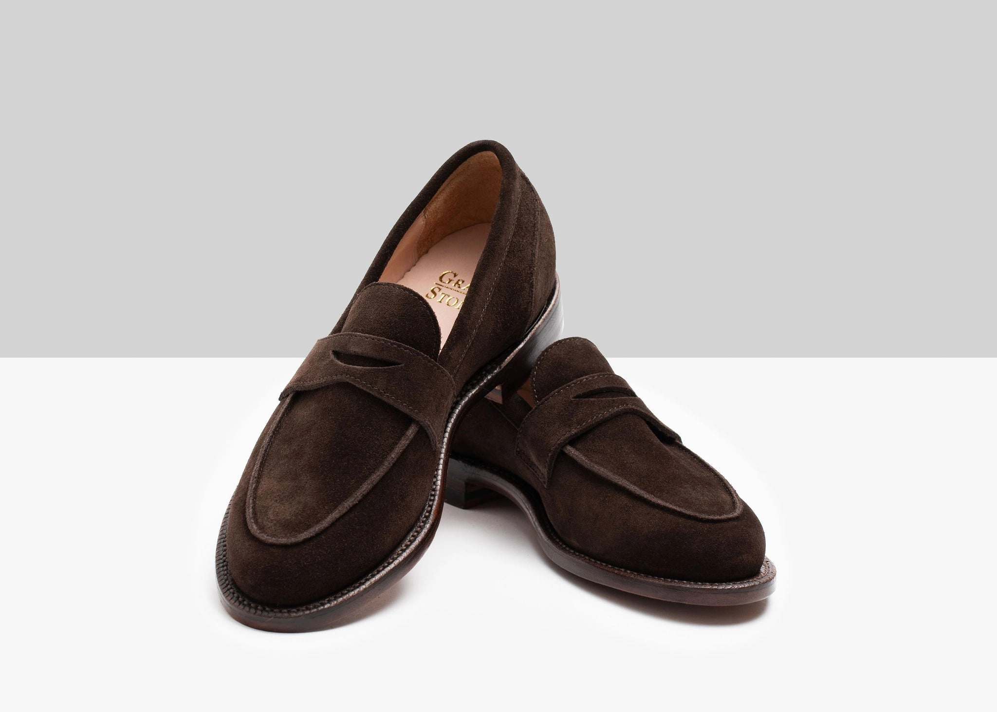 Leather Finish Clara Penny Loafer Espresso Suede