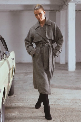 Fate Charmer Trench Coat Black Cream ReversibleStyle DurableStitching