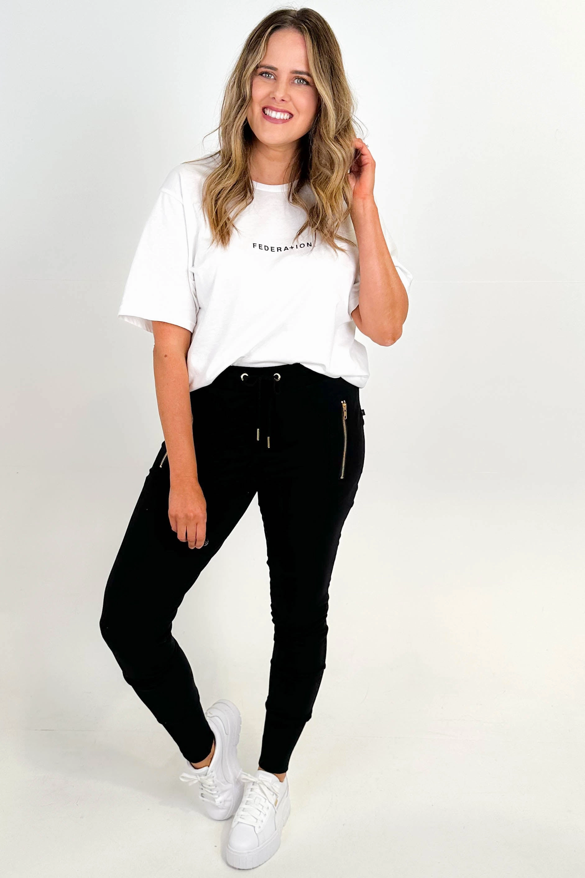 Flexible Movement Federation Escape Trackies Black With Gold Zips