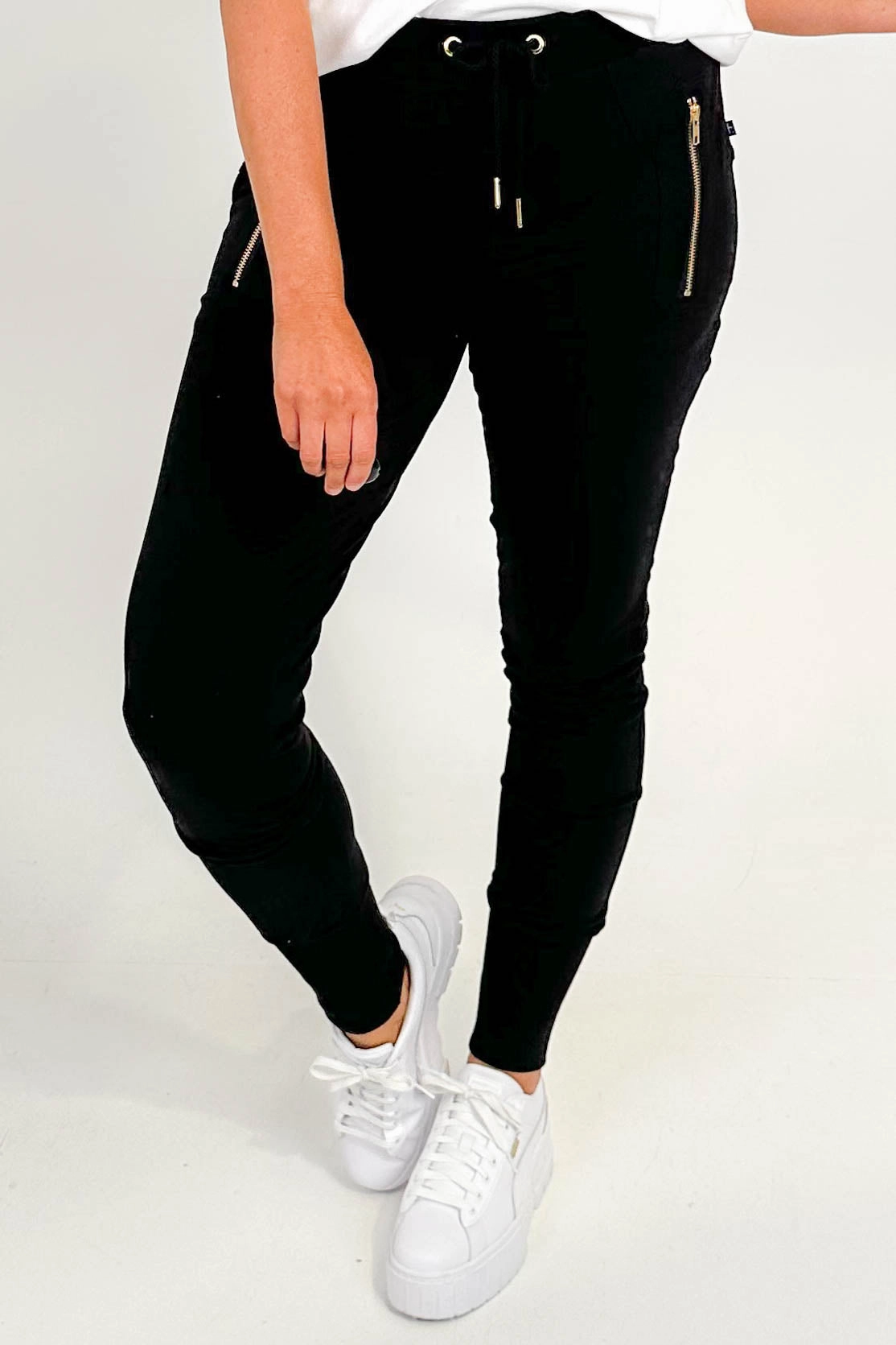 Federation Escape Trackies Black With Gold Zips Lightweight Comfort