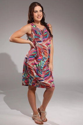 Fine Slinky Dress | MULTI FEATHERS | 7434A1 Bow Soft
