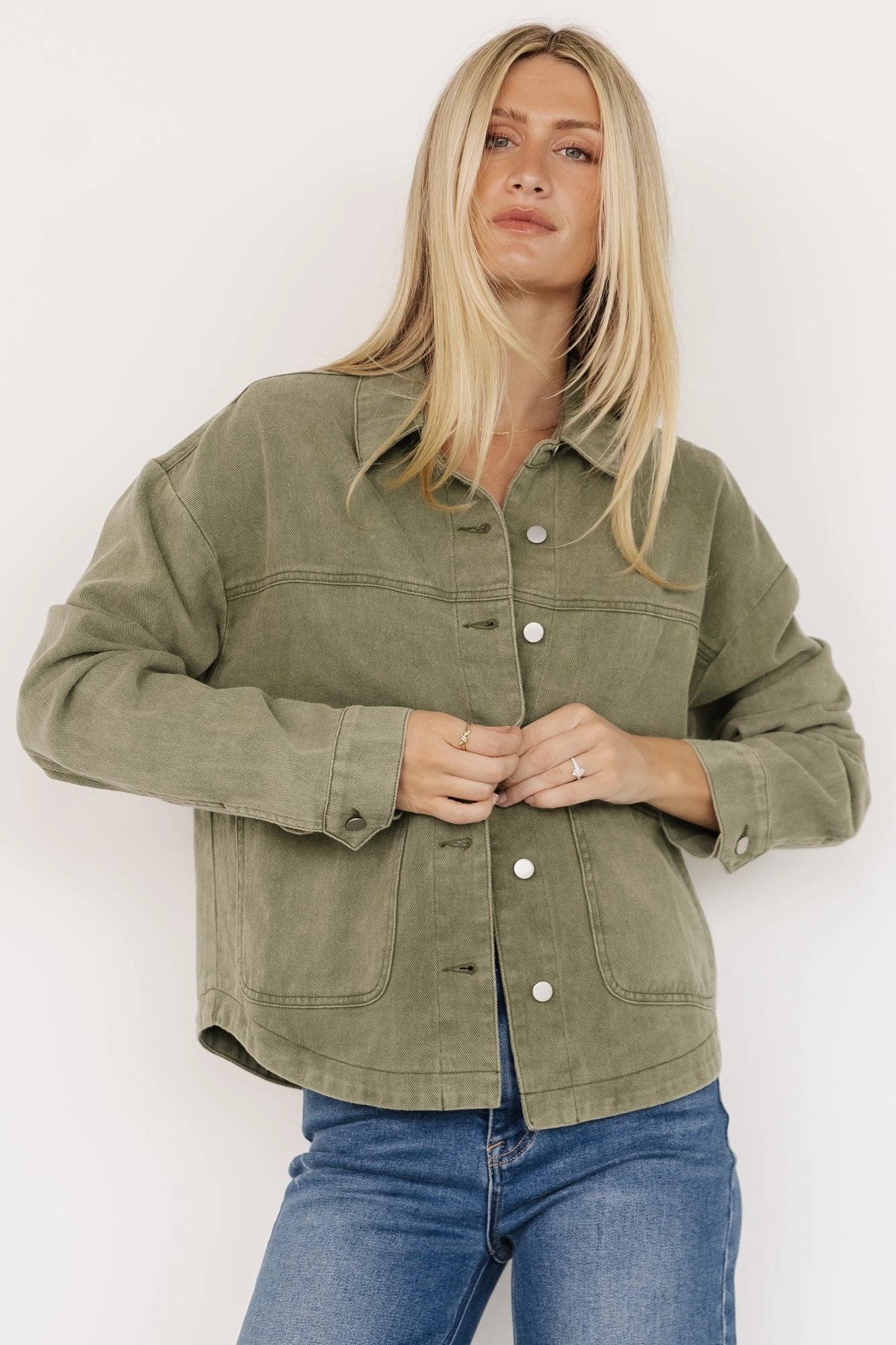 Faux Fur Collar Finn Lightweight Jacket | Olive